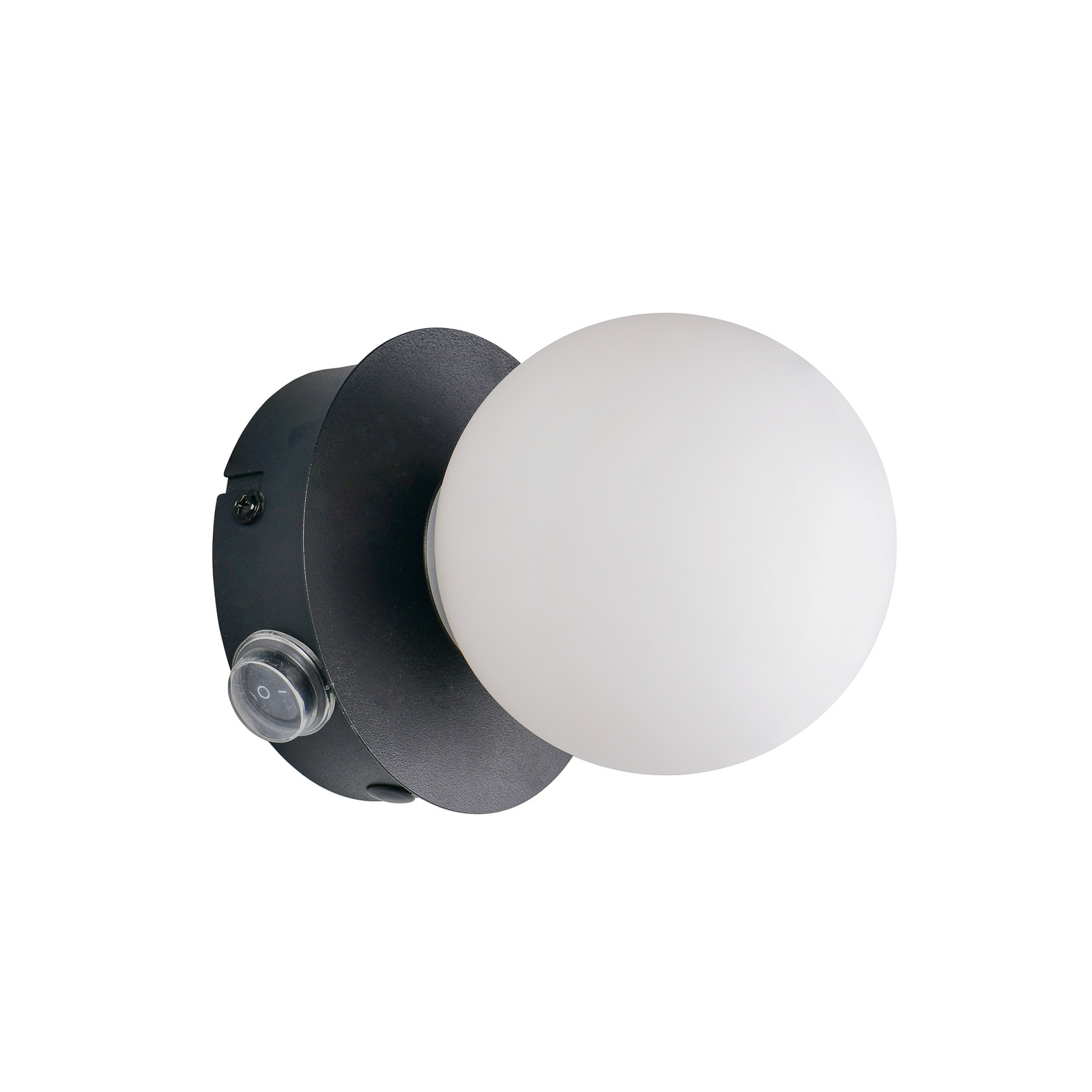 Sienas lampa „Alfio“, Ø 11 cm, matēti melna, metāls/stikls, IP44