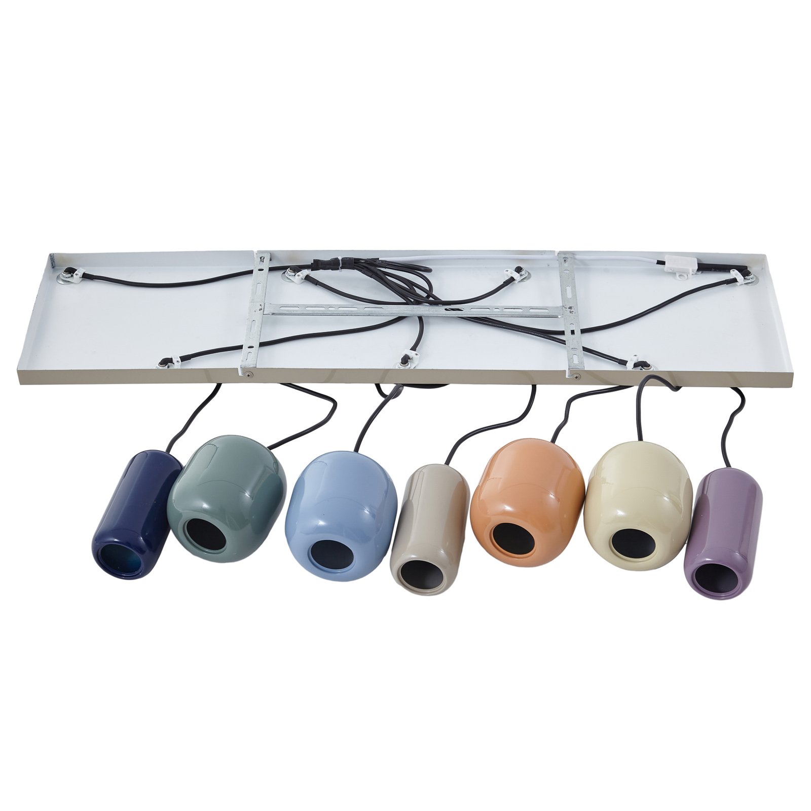 Lucande hanglamp Narion, 7-lamps, kleurrijk, metaal, GU10