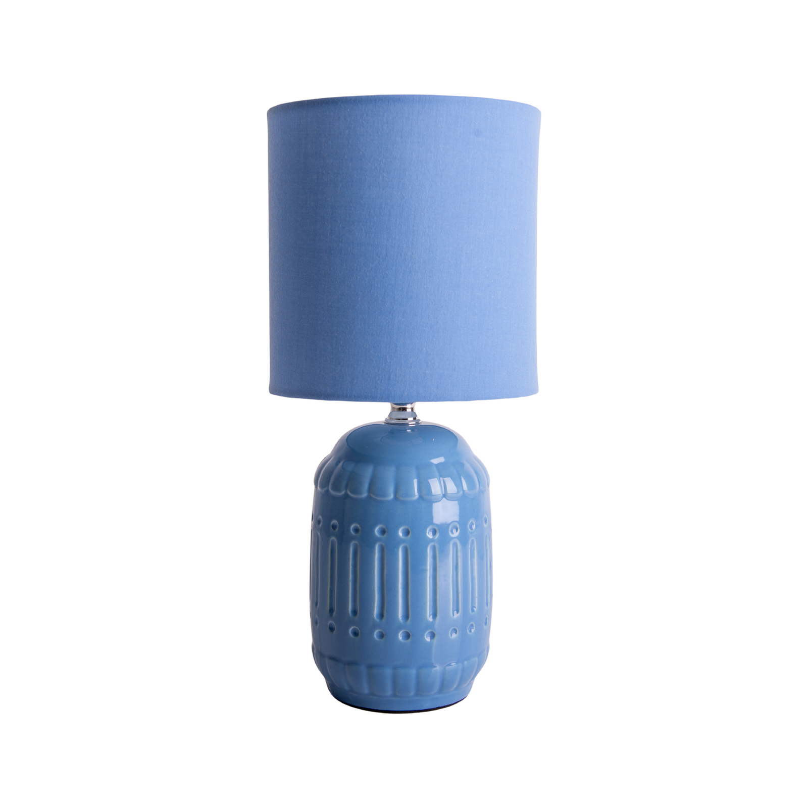 Stolní lampa Erida, keramika a textil, světle modrá barva