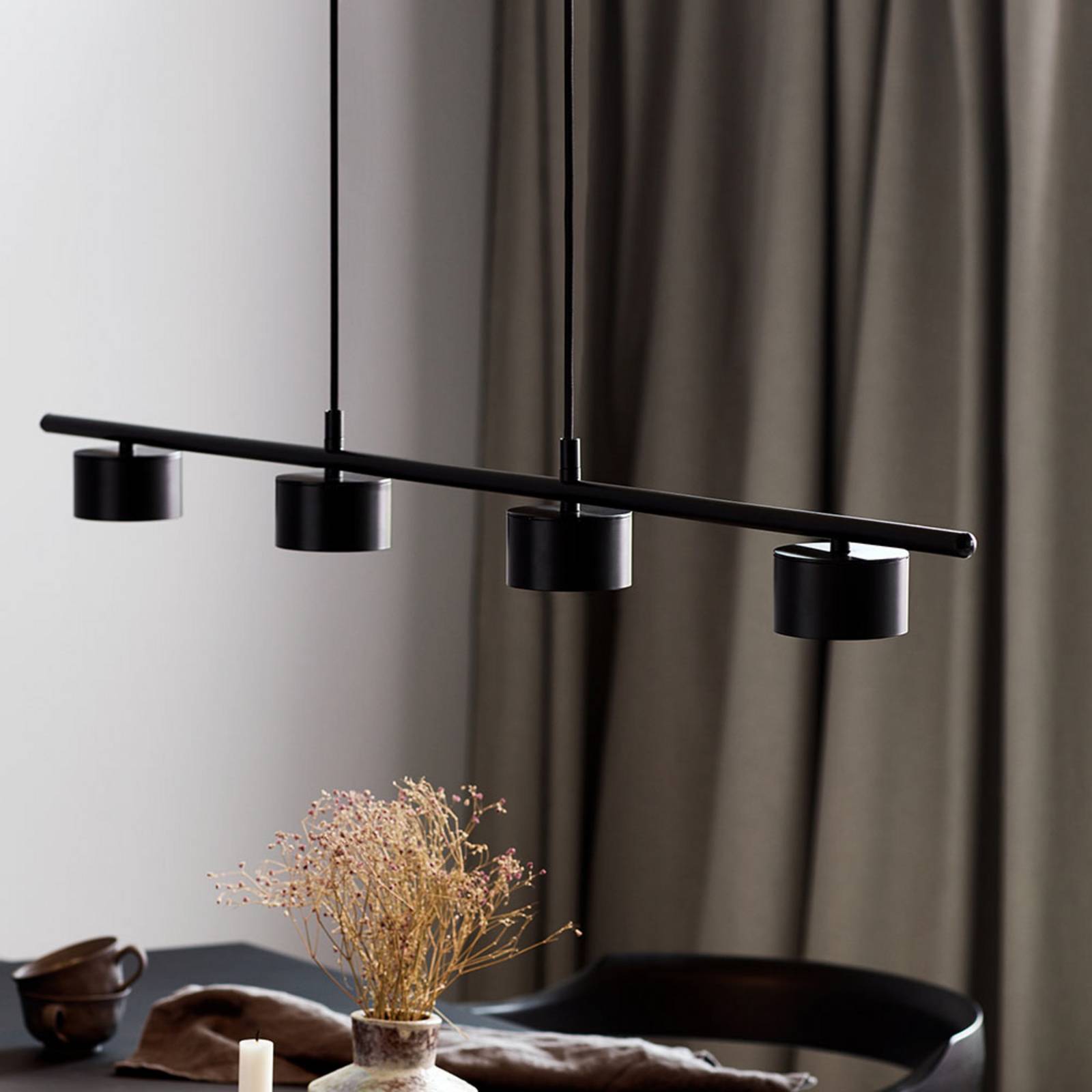 Lampa wisząca LED Clyde, 4-punktowa, czarna, długość 115 cm