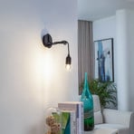 Lindby wall light Elira, black, metal, Ø 10 cm, E27