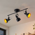 Lindby Morgana spot, noir-doré, à trois lampes