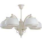 Lord chandelier, glass lampshades, 5-bulb, white