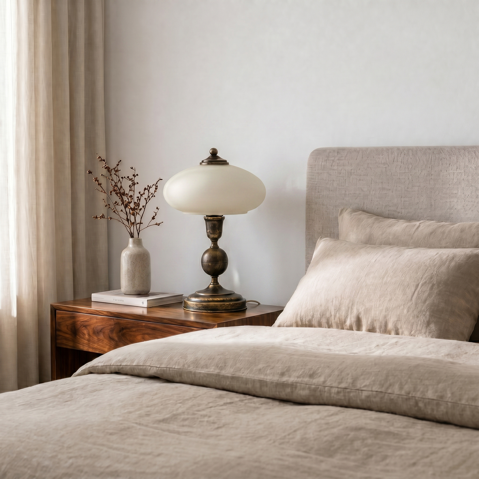 Tafellamp Bolero, zwart-goud, crème, staal, glas, E14 Tafellamp Bolero, zwart-goud, crème, staal, glas, E14