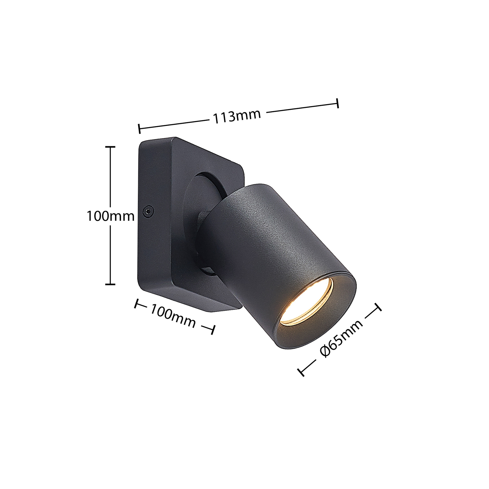 Arcchio Leevya plafón 1 luz angular negro