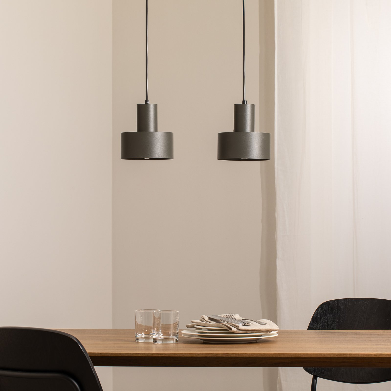 Hängeleuchte Rif 2, olivgrün, 2-flammig, linear, Stahl