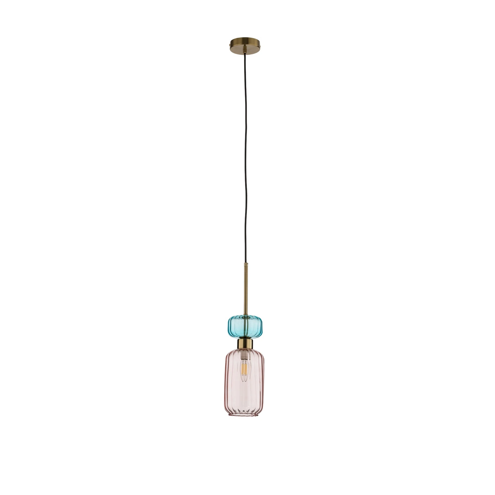 Hängeleuchte Molly, rosa/gold, 1-flammig, Glas, Ø 12 cm