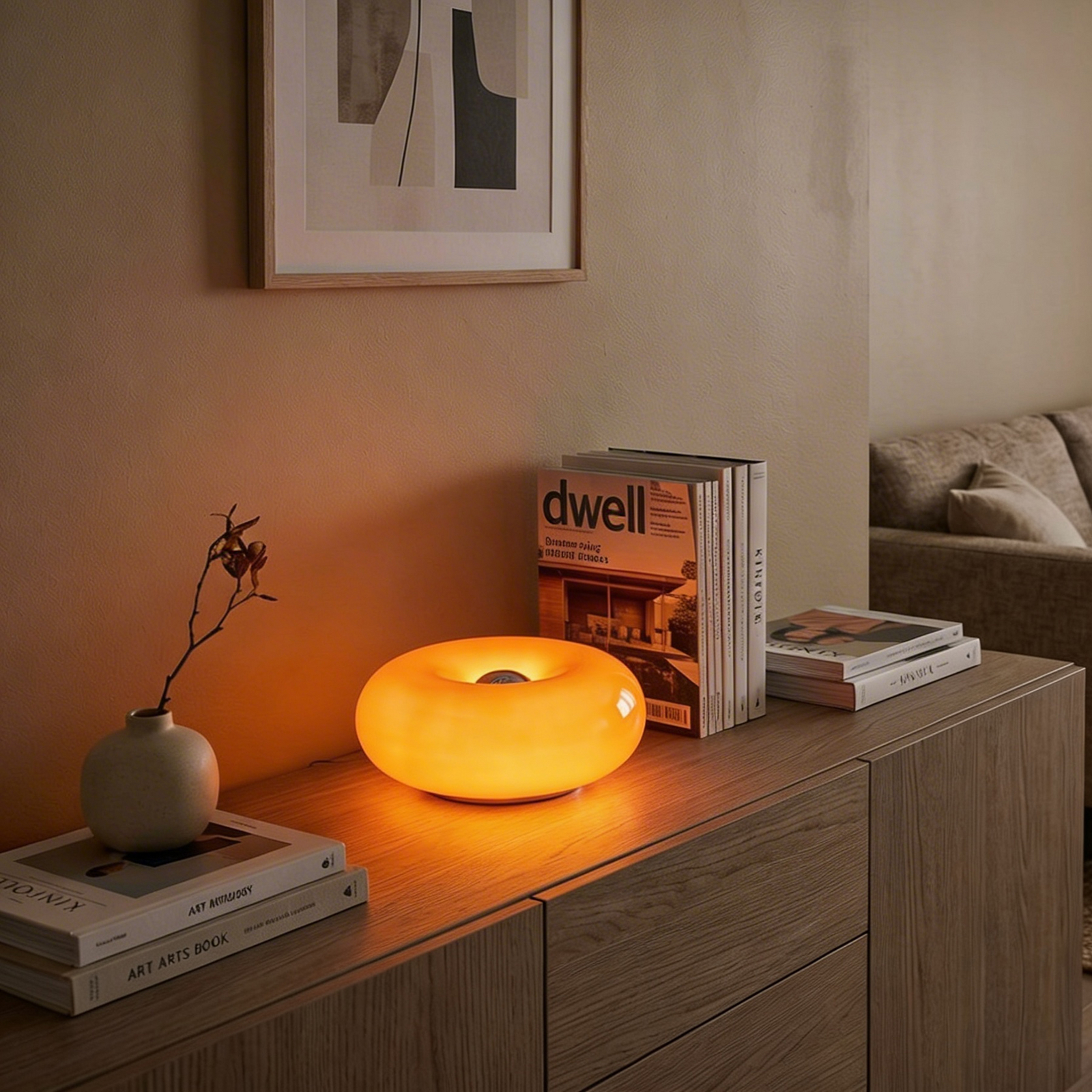 LED tafellamp Basile, oranje, glas, 2.700 K