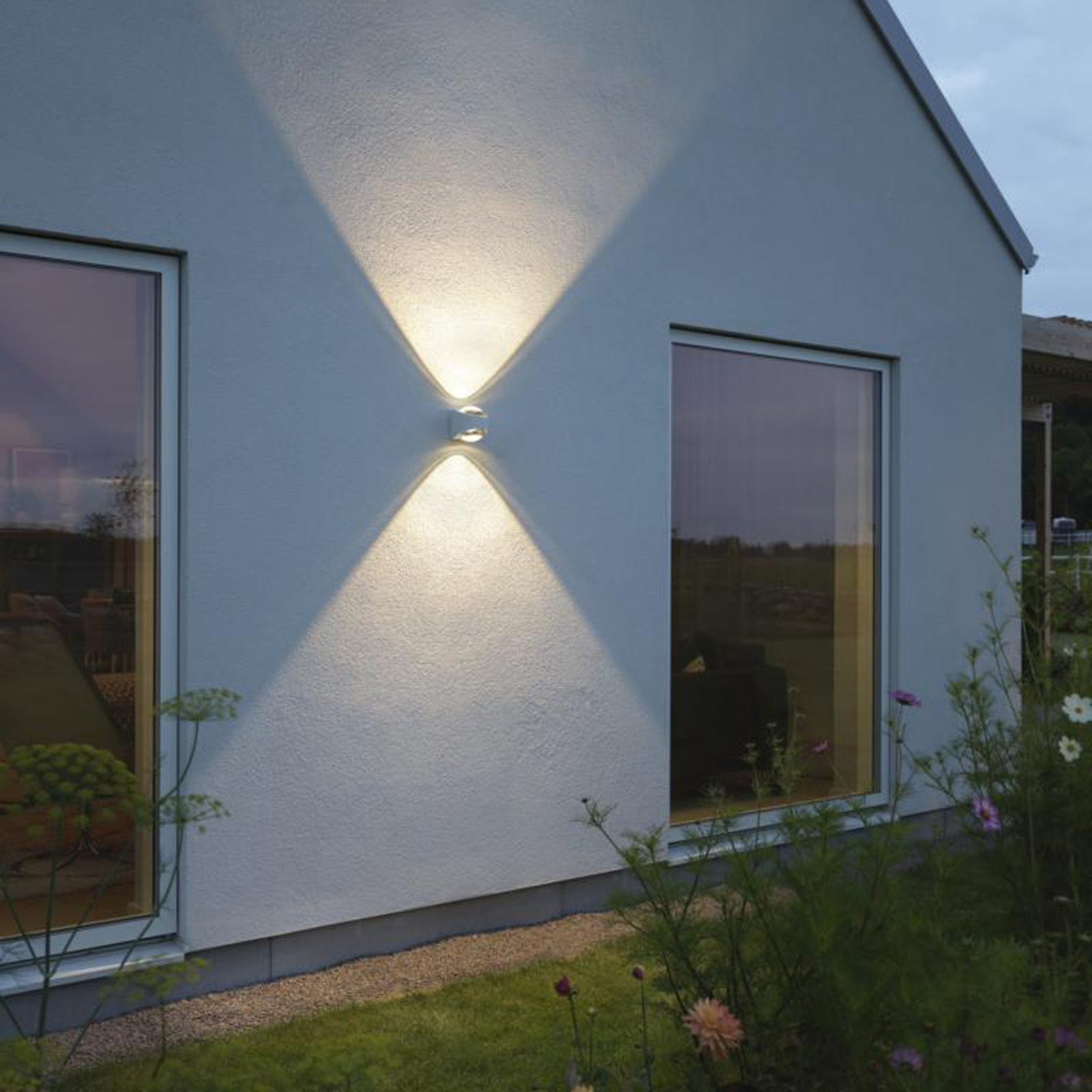 LED-utomhusvägglampa Bitonto 2 lampor vit