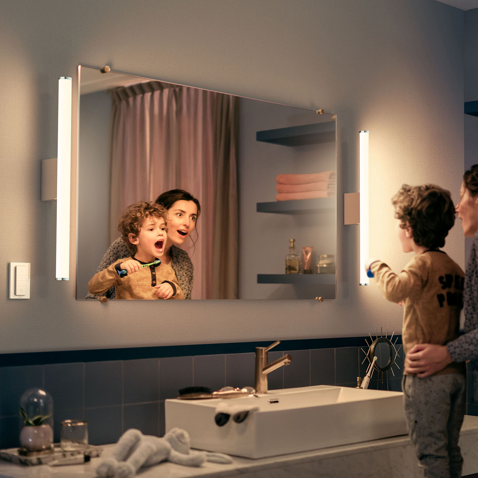 PHILIPS HUE Philips Hue White Ambiance Adore wall lamp 67 cm, for Bathroom, metal, plastic, 20 W, energy efficiency: A+, W: 67.1 cm, H: 4.3 cm