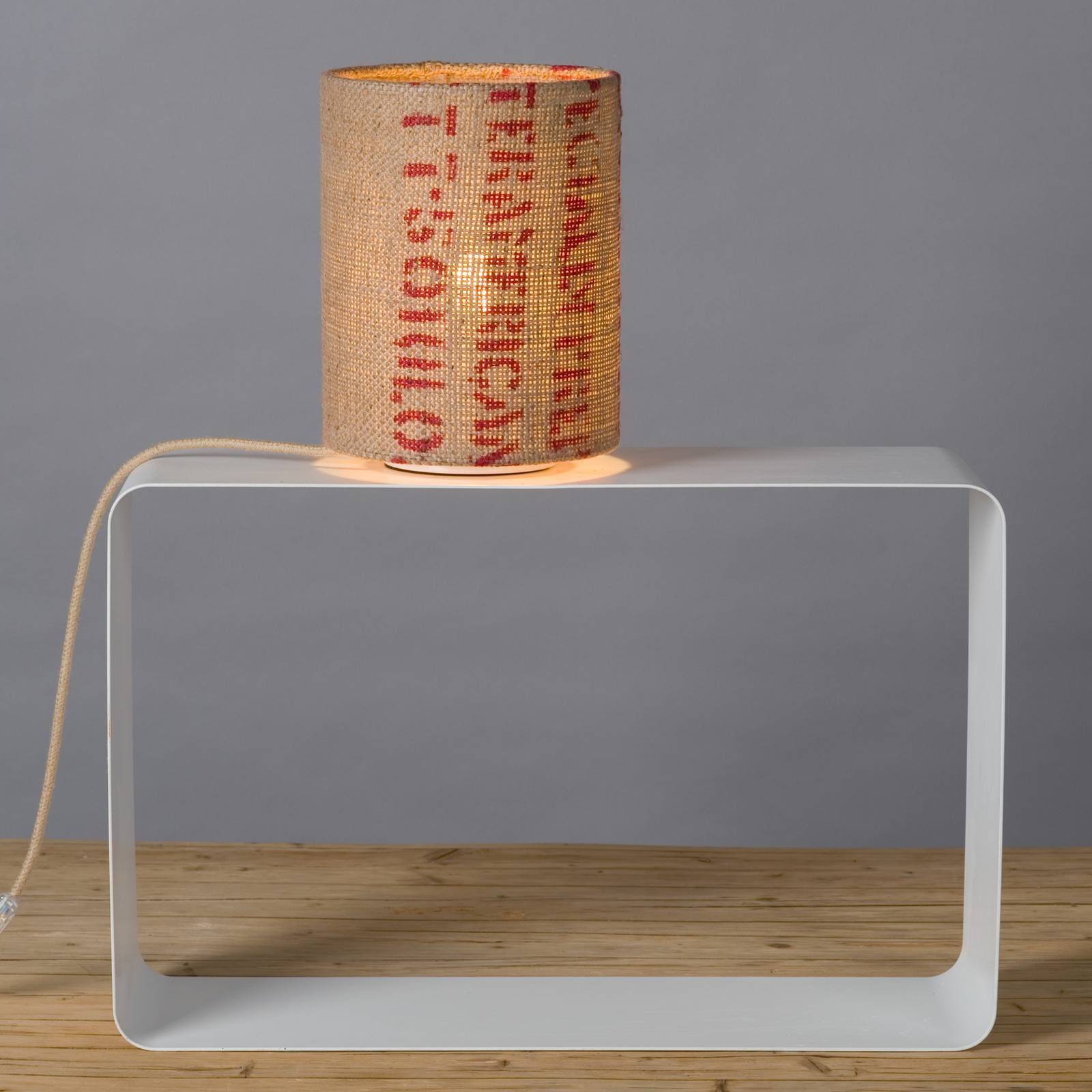 lumbono N°17 Perlbohne bordlampe af kaffesæk