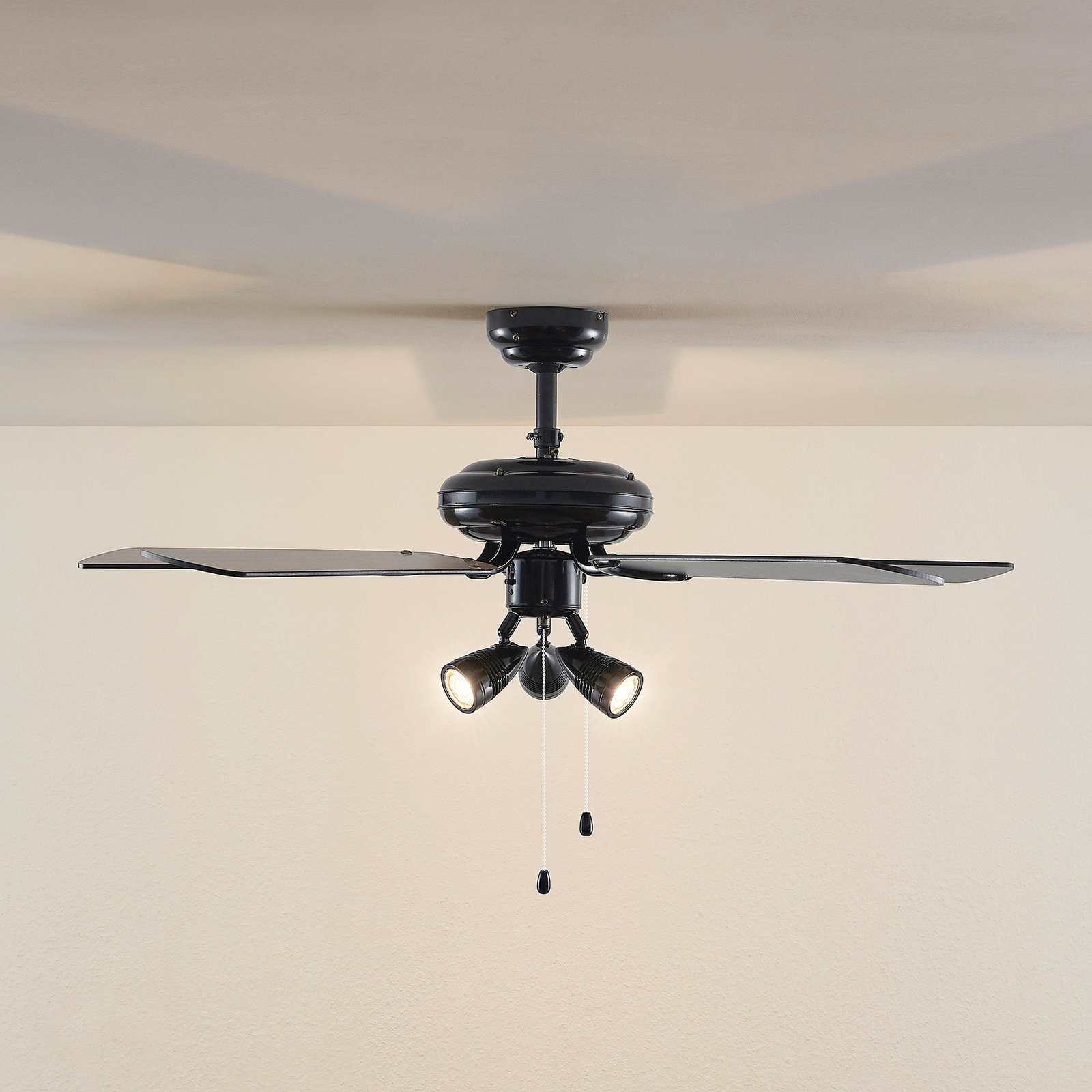 Lucande Deckenventilator mit Licht Anariki, leise, schwarz