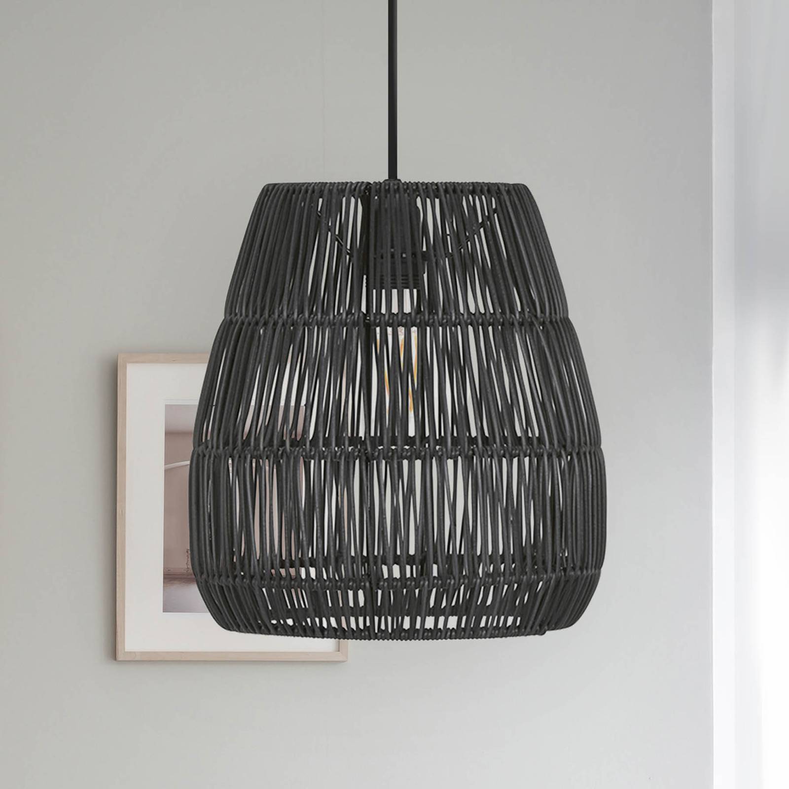 PR Home Suspension Saigon aspect rotin noir Ø 38 cm