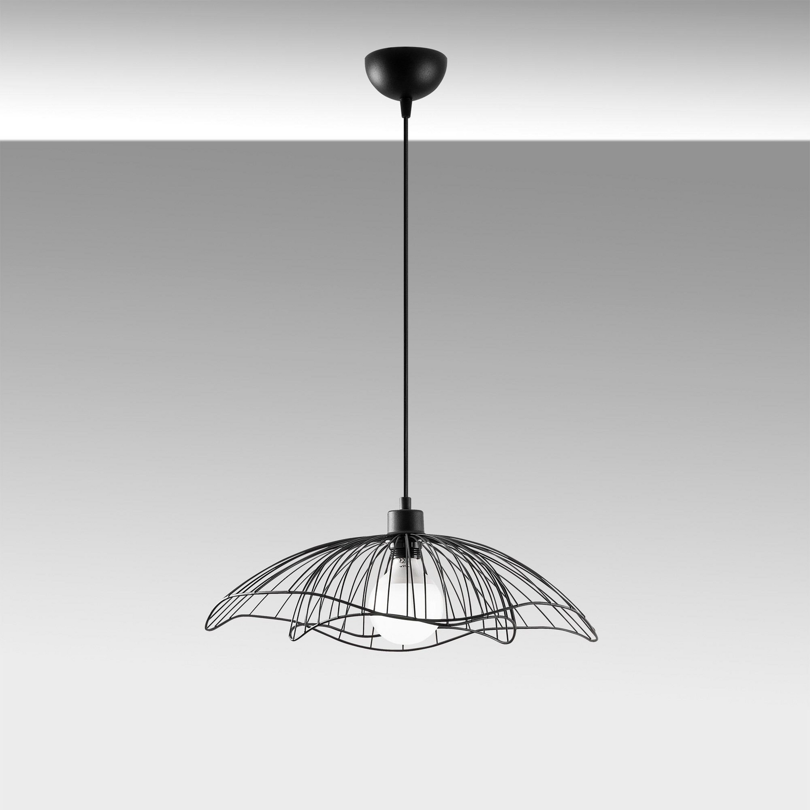 Hängeleuchte Tel, schwarz, Metall, Ø 50 cm, Metall