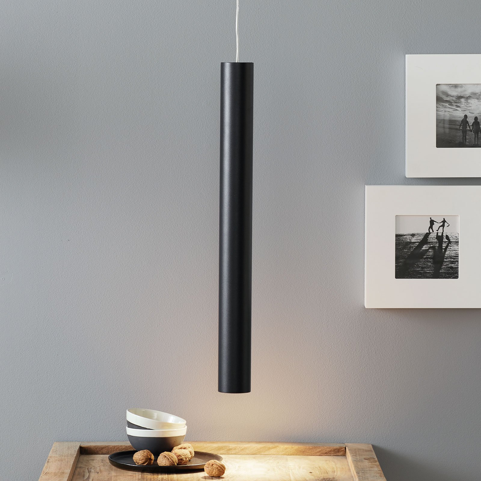 Lucande Luana pendant light 60 cm black, for Living / Dining Room, steel, GU10, 6.5 W, energy efficiency: A++, H: 60 cm