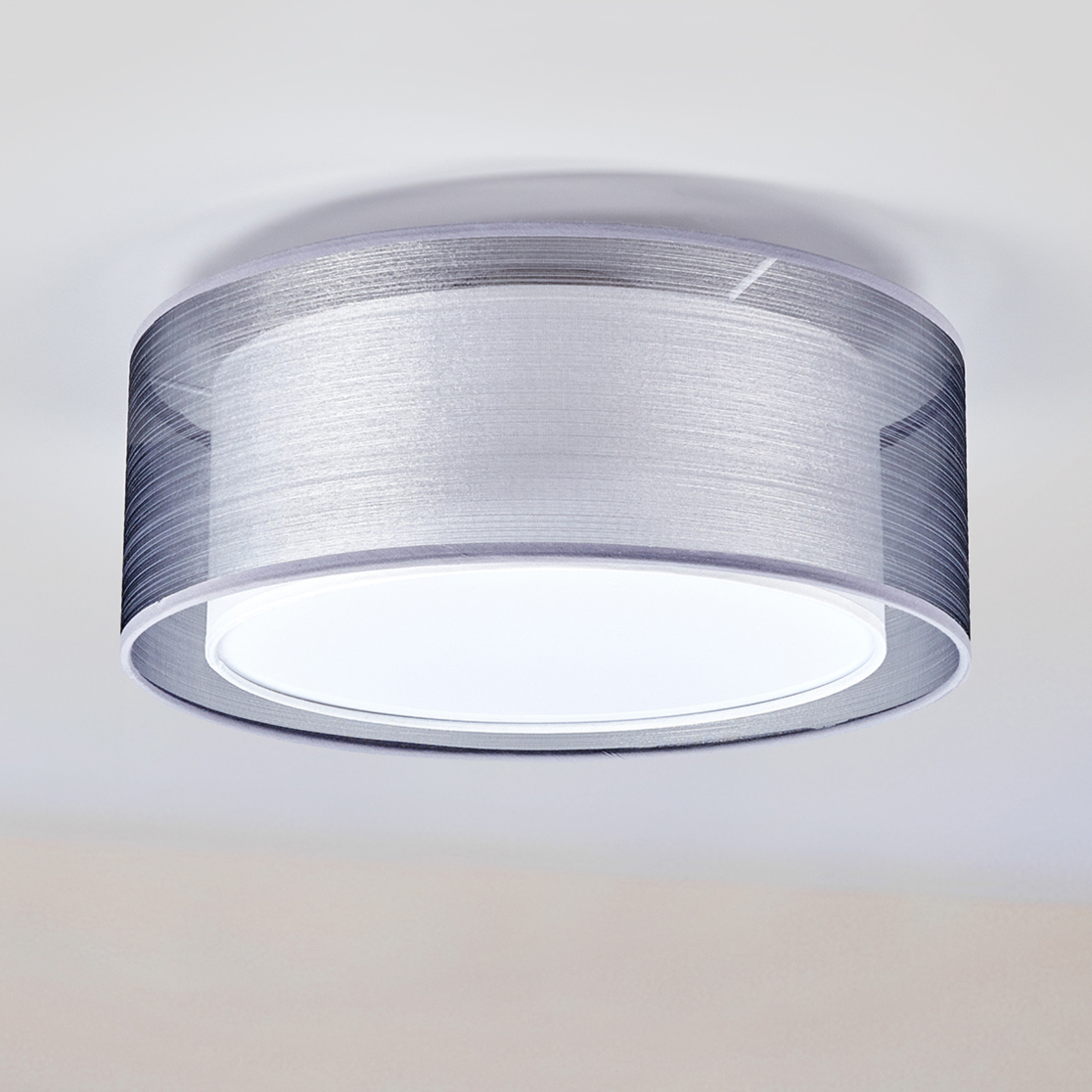 Nica Plafondlamp Deckenleuchte Ø40 Grey/White - Lindby