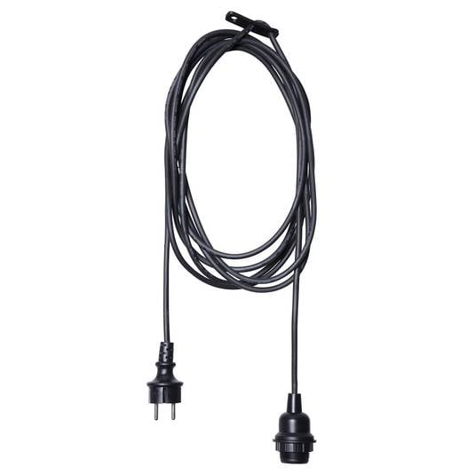 E27 fitting 3-fase rail hanglamp – Zwart stoffen kabel – www