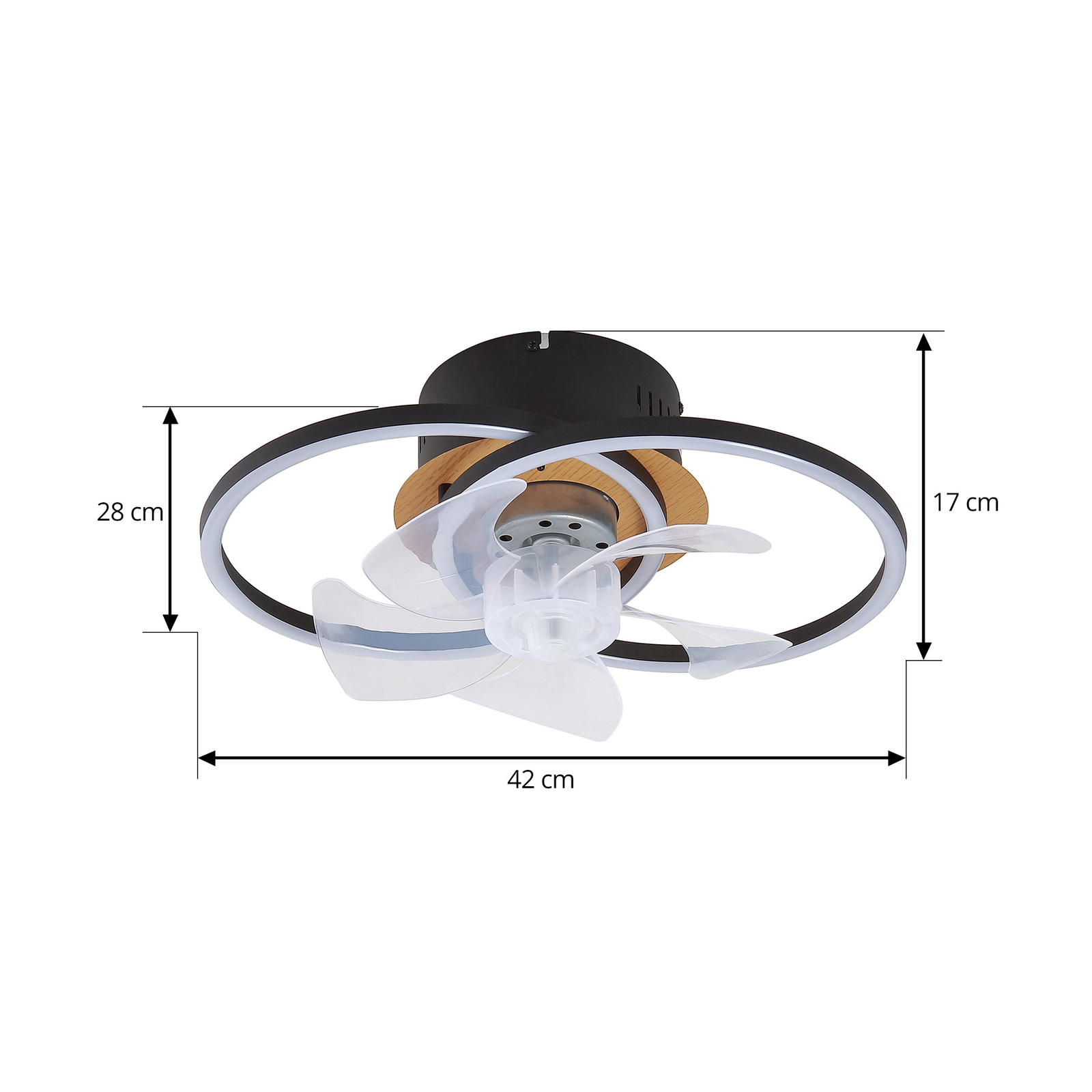 Lindby Ventilateur de plafond LED Lomana, noir, silencieux, CCT