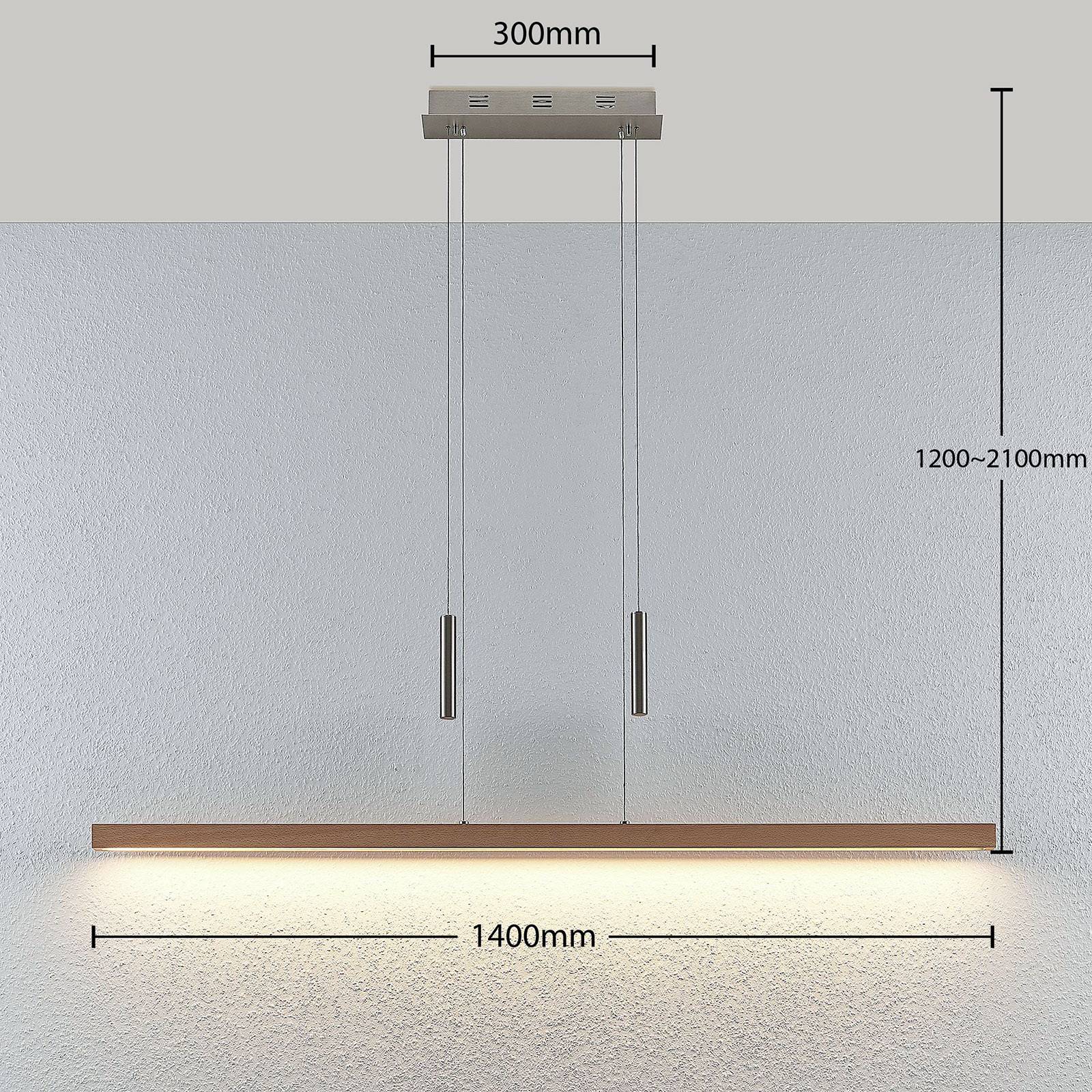 Lucande lampa wisząca LED Tamlin, buk, drewno, 140 cm, 3000 K