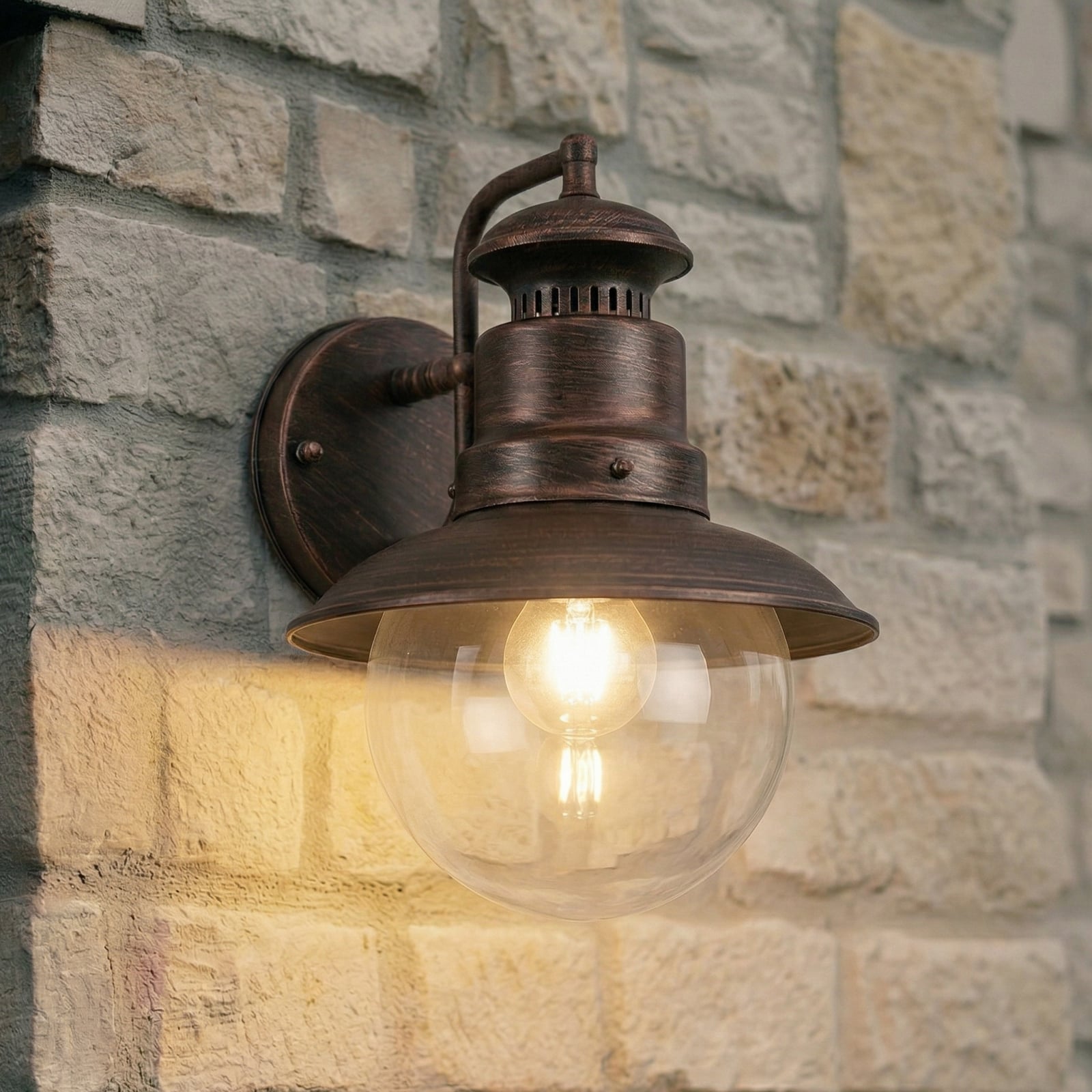 Lindby ulkoseinävalaisin Eddie, ruosteenvärinen, metalli, IP44, E27