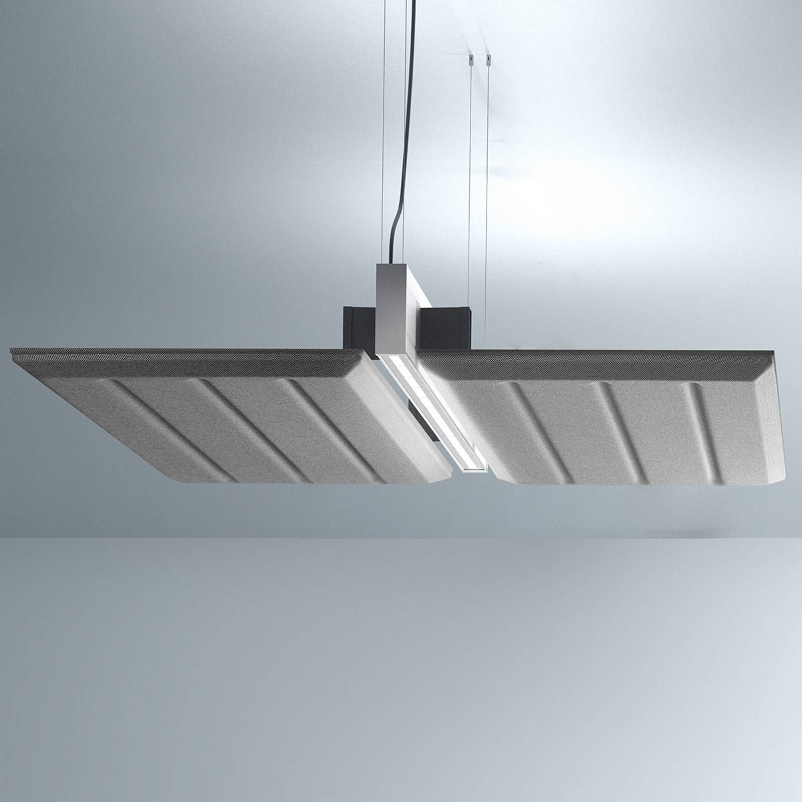 Luceplan Diade hanging lamp horizontal 120cm black, for Living / Dining Room, aluminium, PET plastic, 54 W, energy efficiency: A++, L: 120 cm, W: 130 cm, H: 18 cm