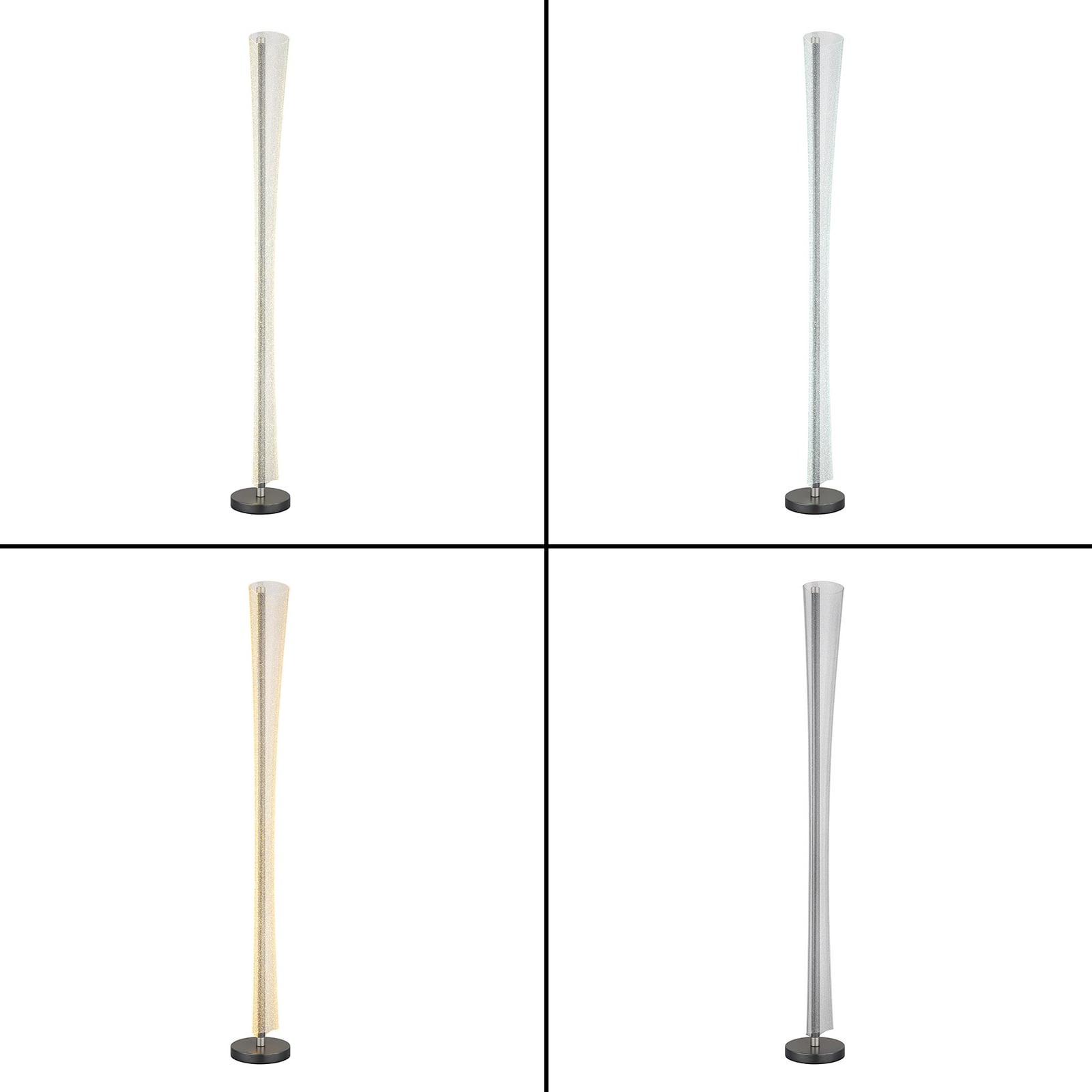 LED-gulvlampe Malinda, klar/antracitt, 155 cm høy, CCT