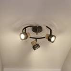 LEDVANCE LED takspot Cork, GU10, 3-lys, spiral, svart