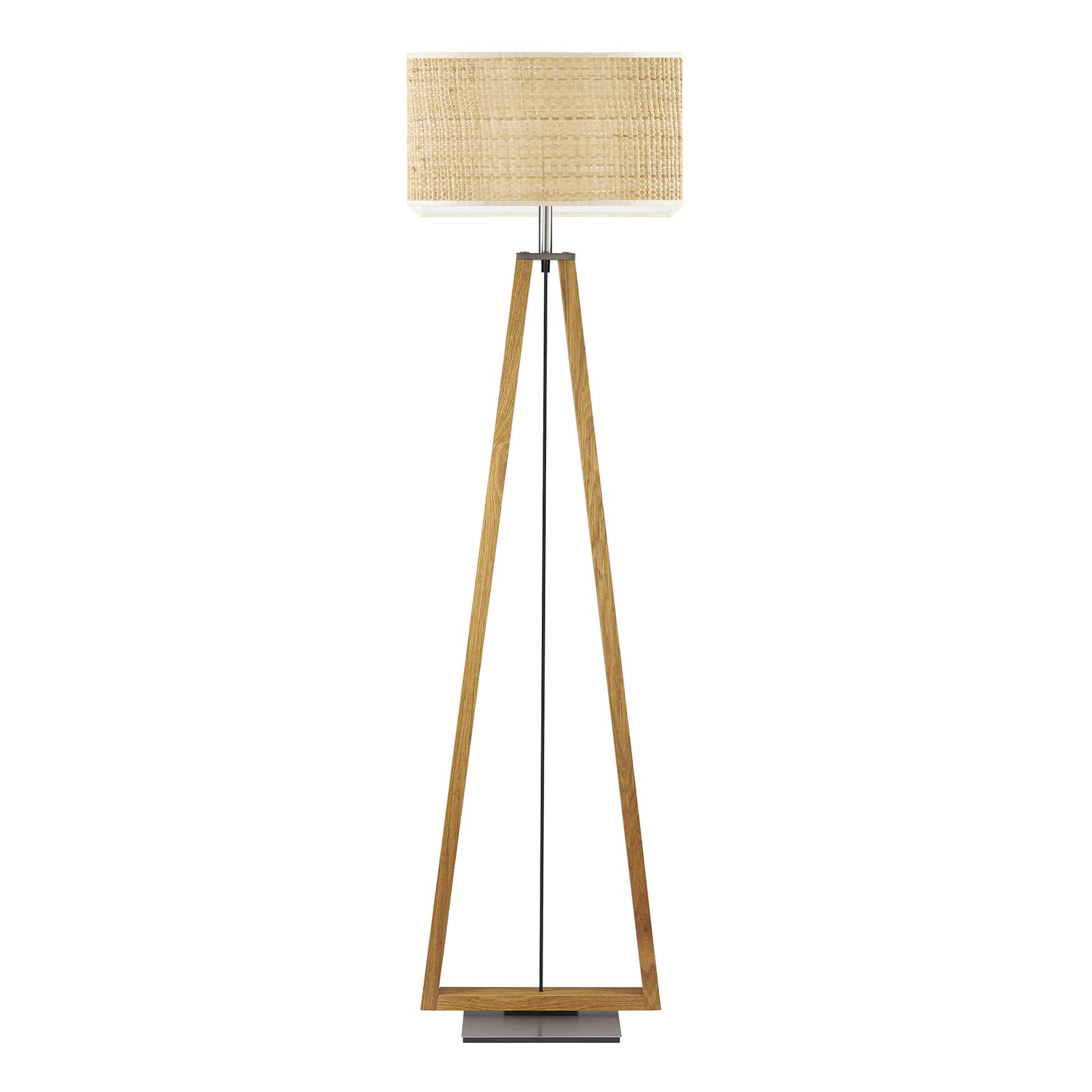 HerzBlut Bi Bob floor wooden base fabric lampshade