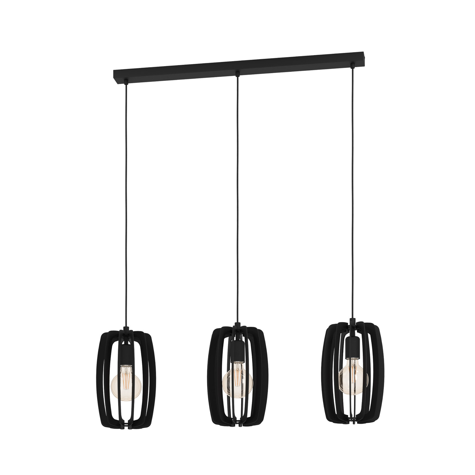 Bajazzara pendant light, three cage shades, black