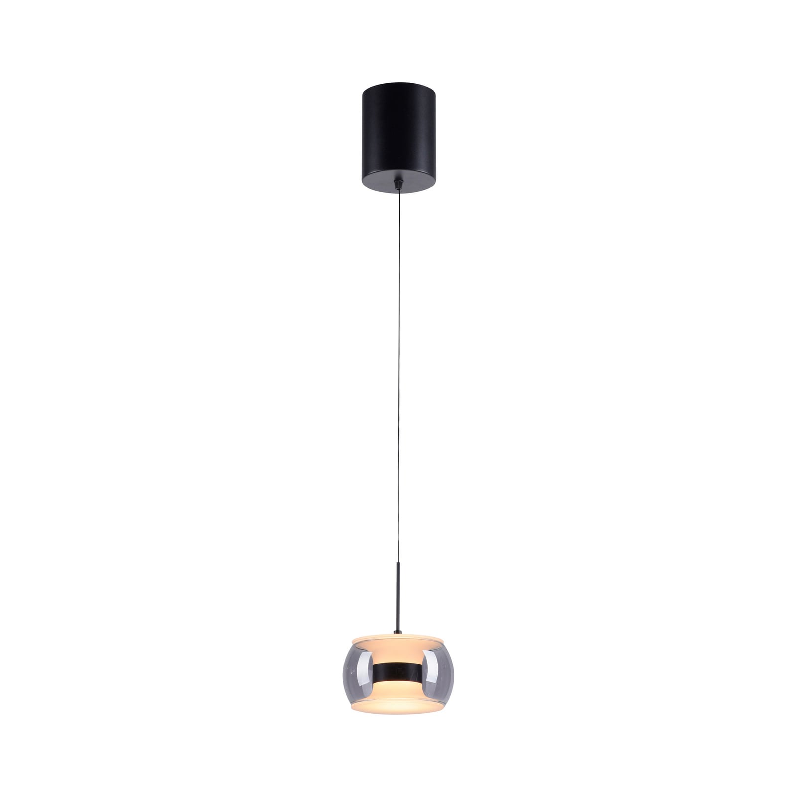 LED-hengelampe Fumea, Ø 16 cm, svart/røykfarget, glass CCT