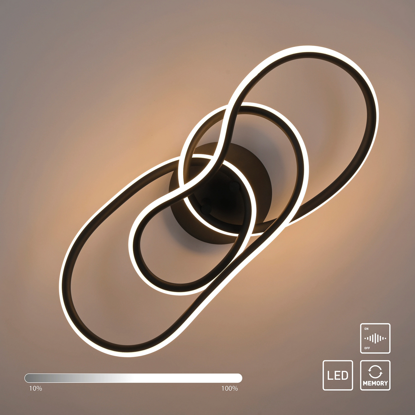 LED lubų šviestuvas „TWIST“, juodos spalvos, ilgis 90 cm, metalinis, su LED lubų šviestuvas „TWIST“, juodos spalvos, ilgis 90 cm, metalinis, su