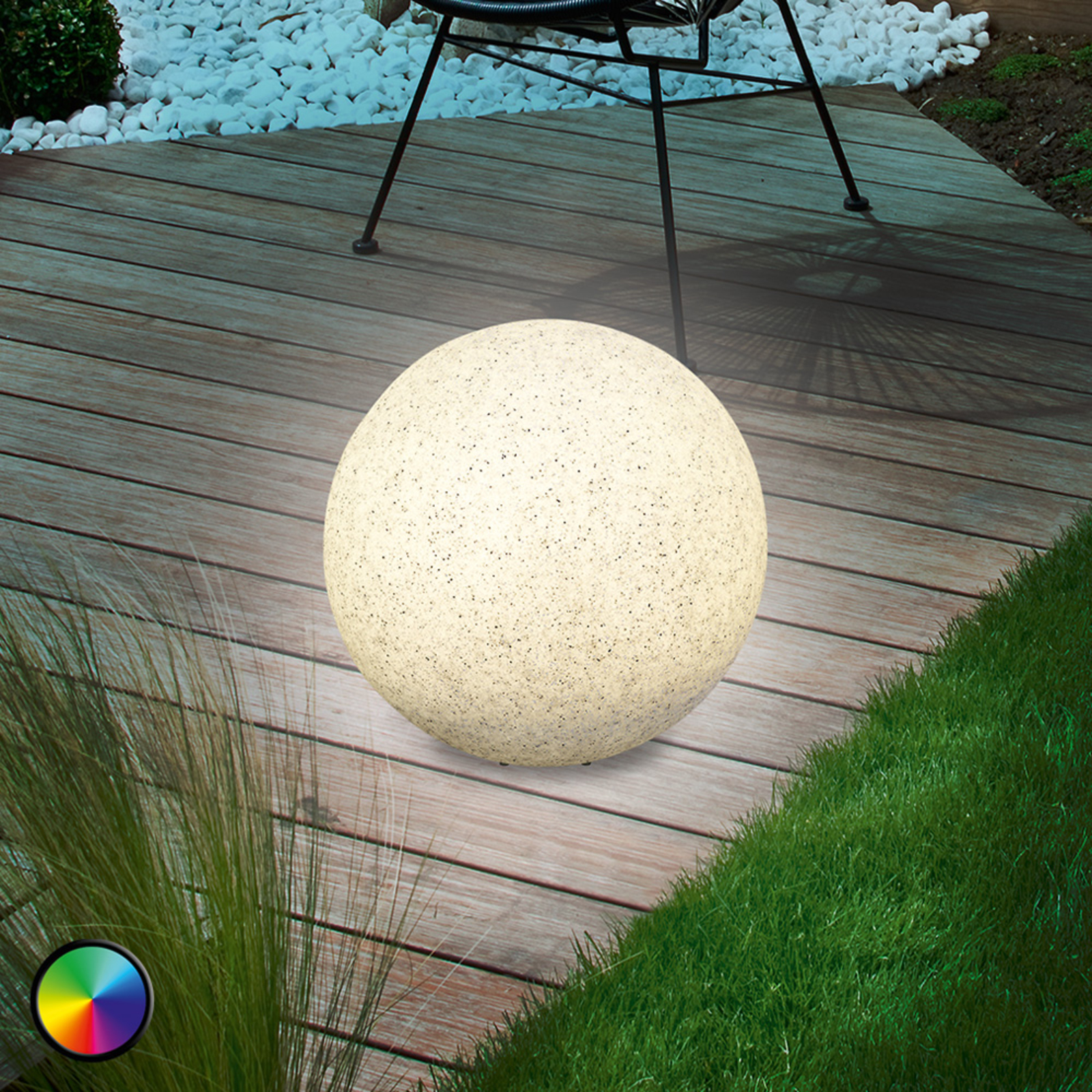 Esotec Mega Stone 30 - modern spherical LED solar lamp, plastic, energy efficiency: A+