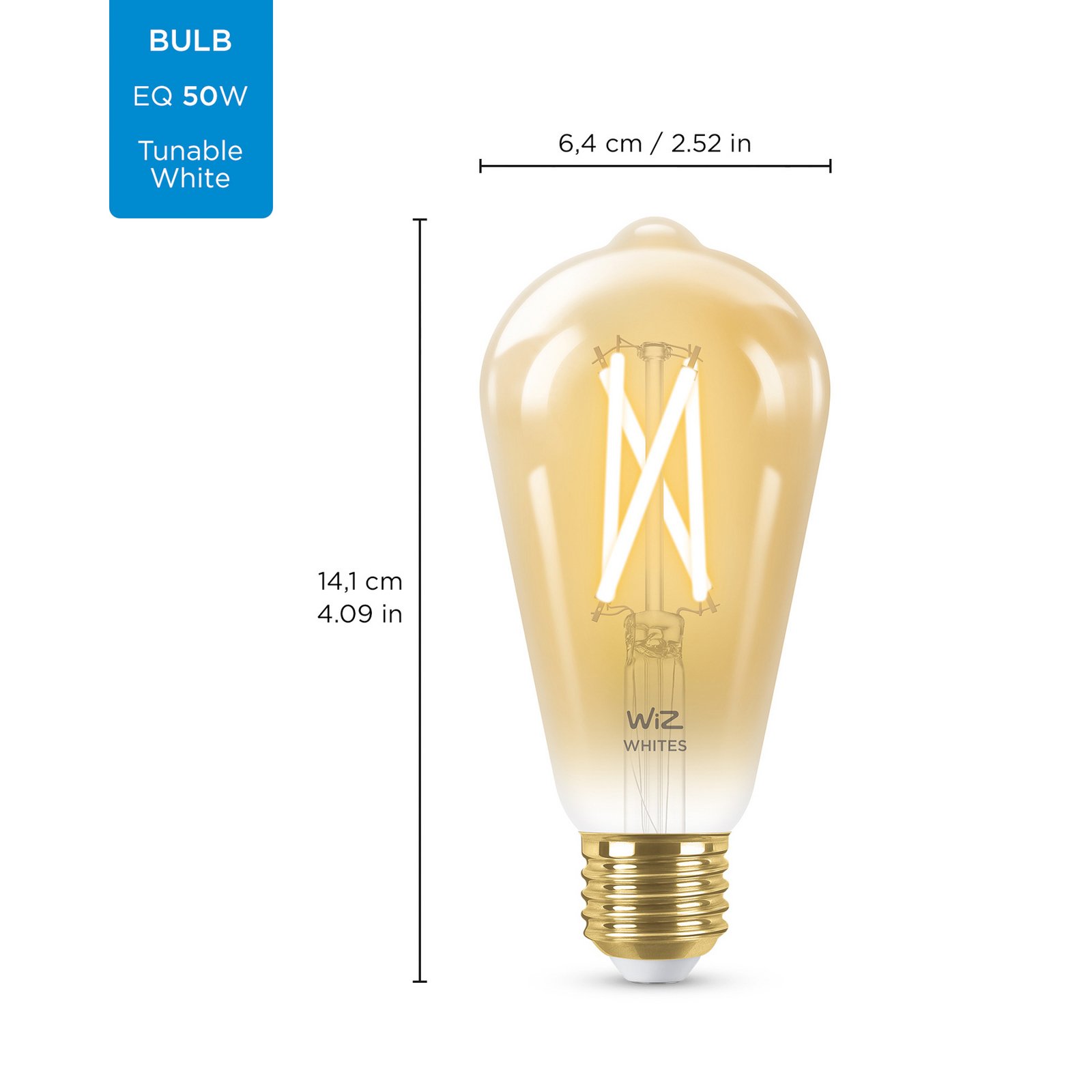 Leuchtmittel Smart TW Amb. 7W 640lm 2000-5000K Edison Gold E27 - WiZ