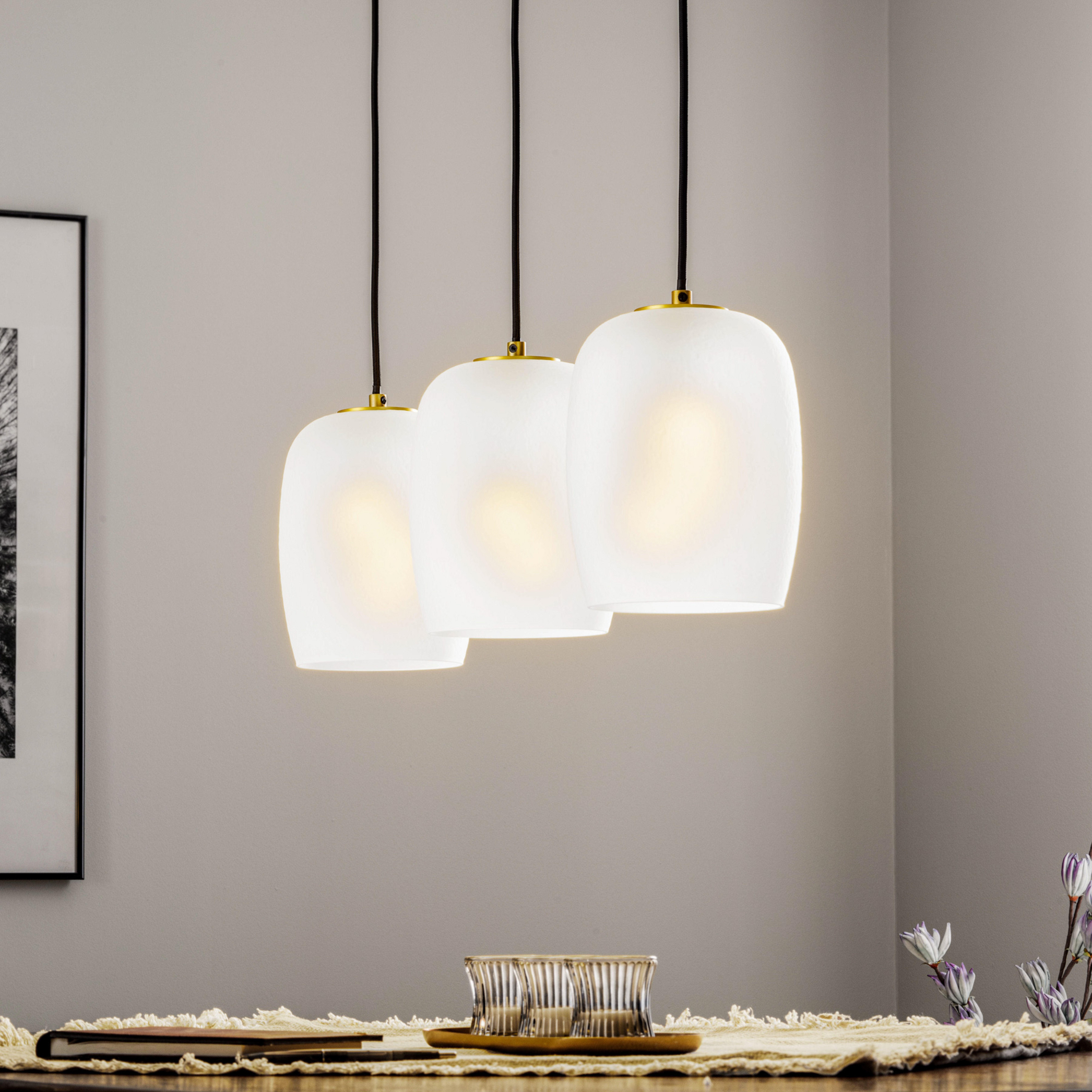 Lampa wisząca Lucande Taylan 3-punktowa podłużna