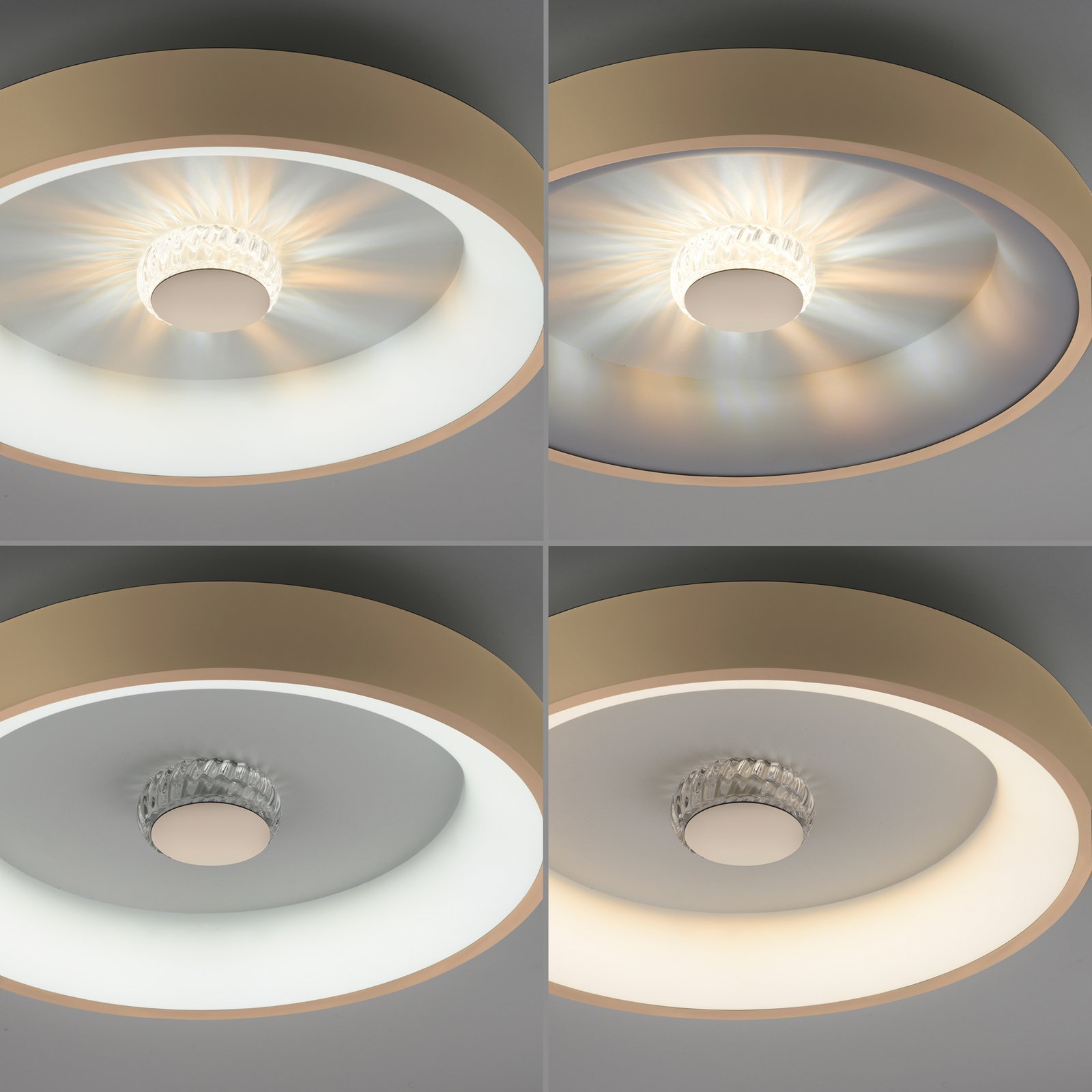 Stropní svítidlo Vertigo LED, CCT, Ø 46,5 cm, mosaz