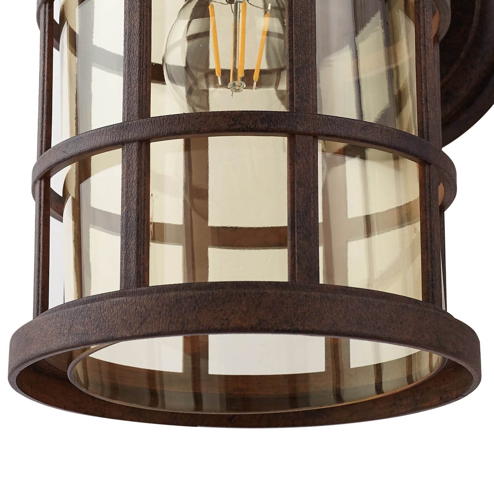 Applique da esterno Ankea, 37 cm, E27, ruggine/ambra, IP23 - Lindby