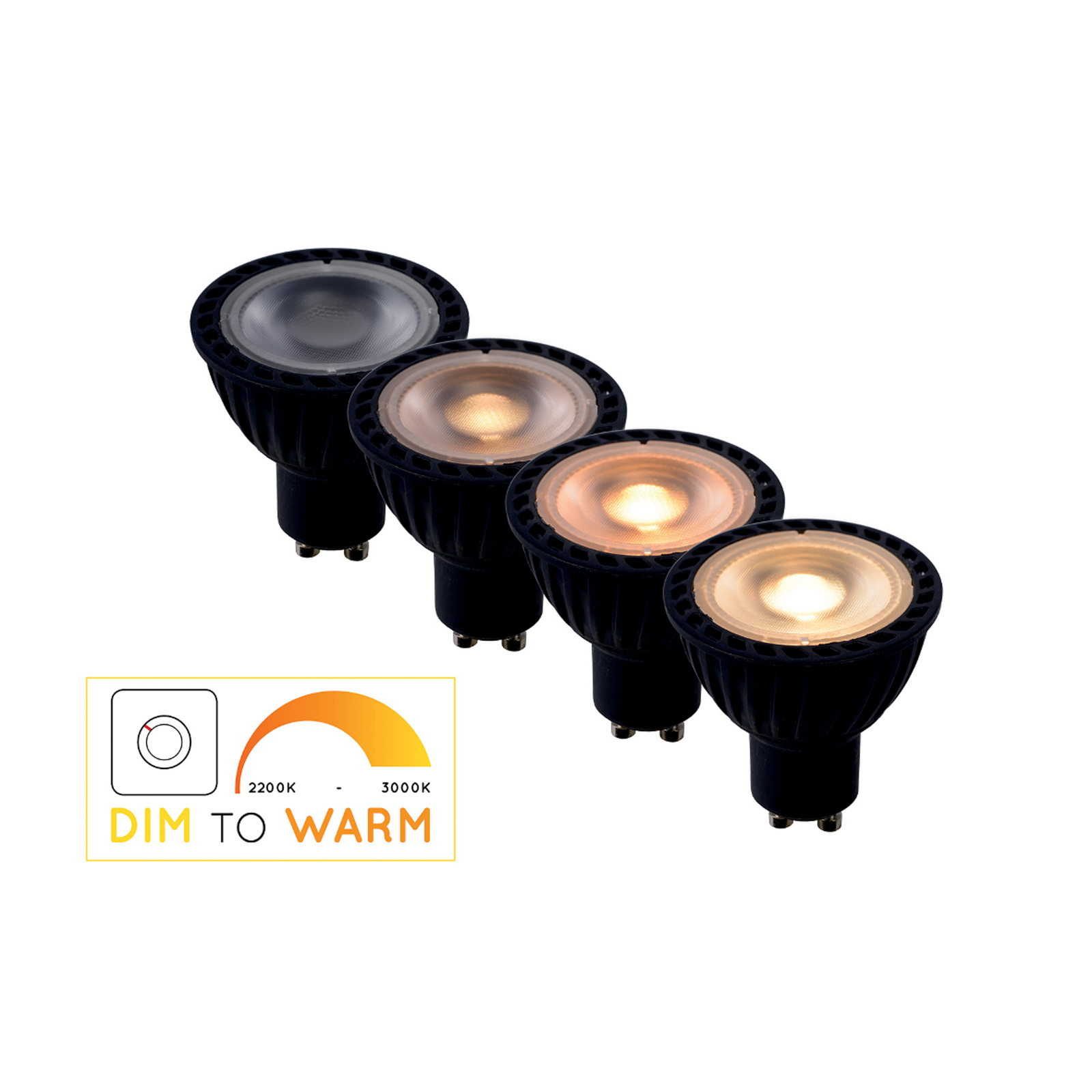 LED-reflektor GU10 5W dim to warm, sort
