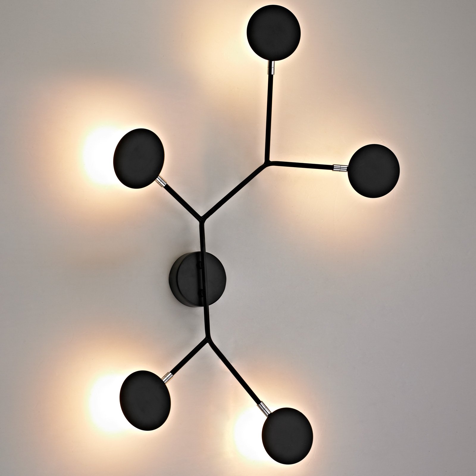 Wofi Belize LED wall lamp, five-bulb, black, for Living / Dining Room, plastic, metal, 25 W, energy efficiency: A, W: 45 cm, H: 62.5 cm