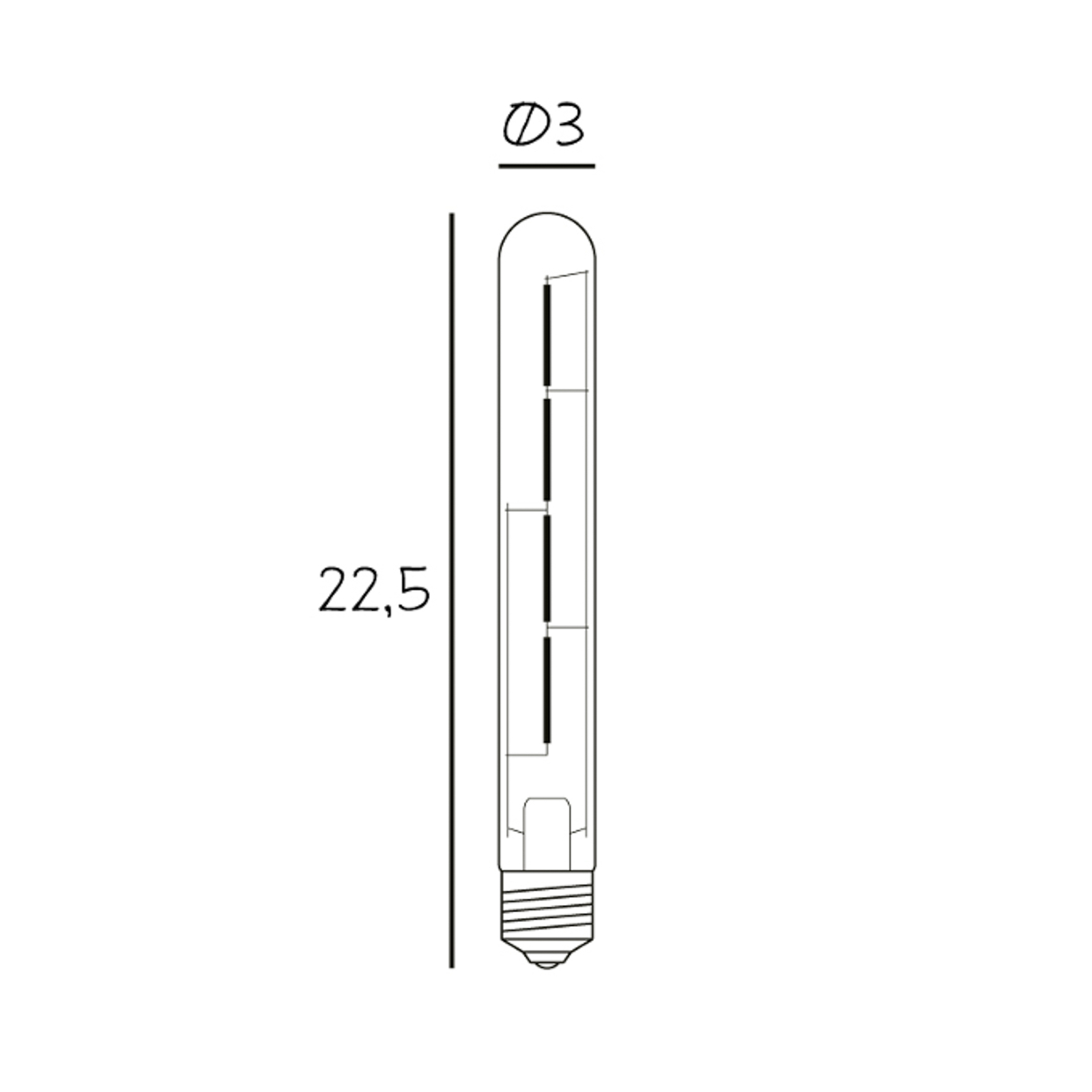 Bombilla tubular LED 225, E27, 3,5 W, 2.200 K, atenuable