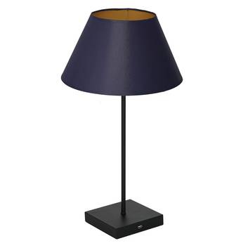 Bordlampe Table, svart, skjerm konisk blå-gull
