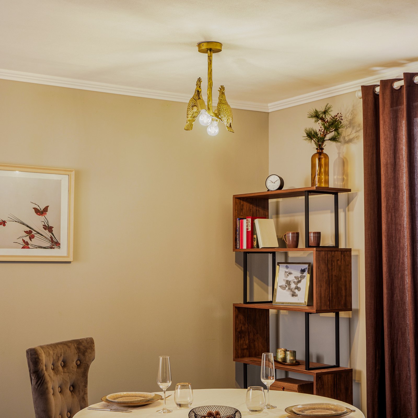 Nirvathia Parrot Taklampe Messing - Lindby Nirvathia Parrot Taklampe Messing - Lindby