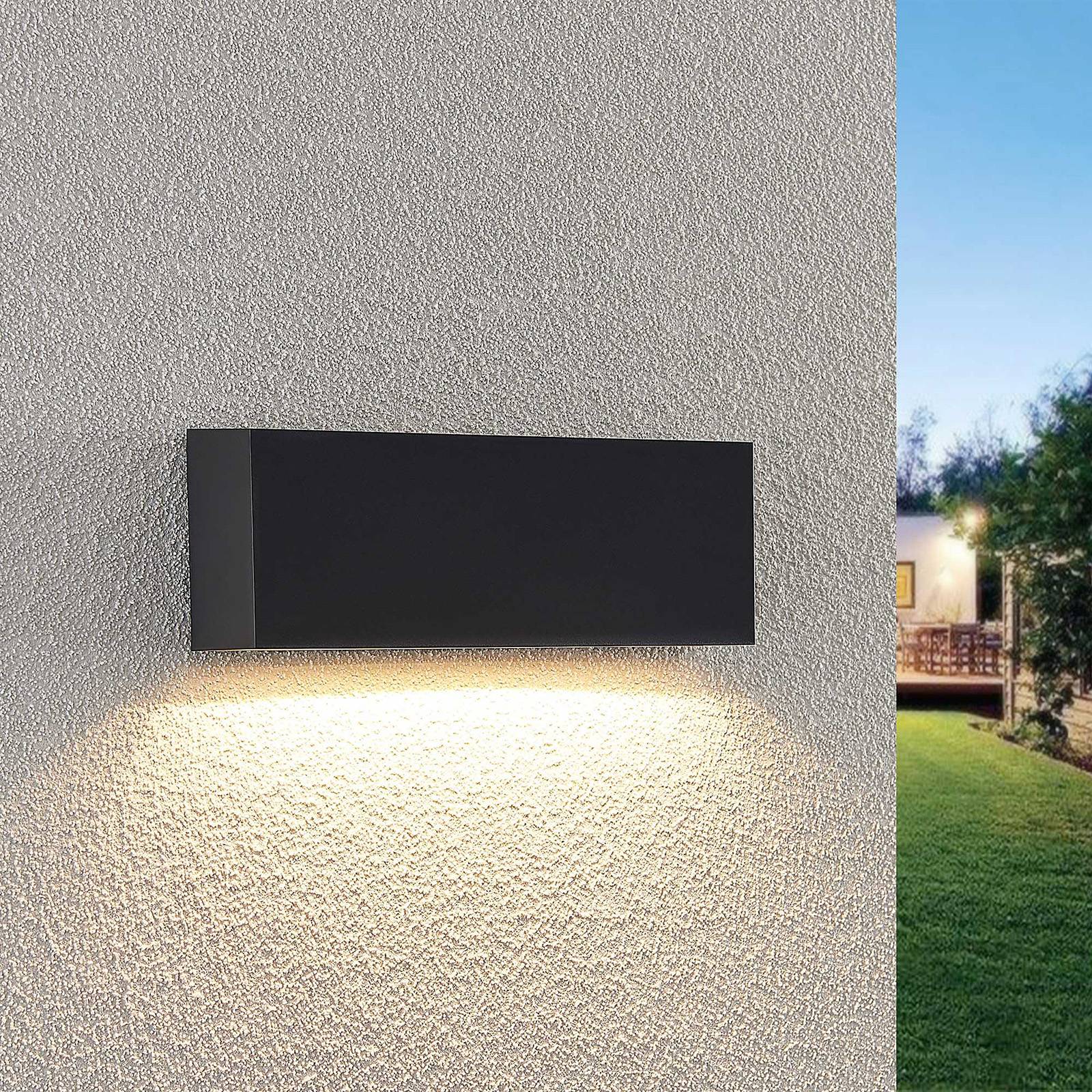 Lindby LED utendørs vegglampe Jarte 24 cm ned mørk grå