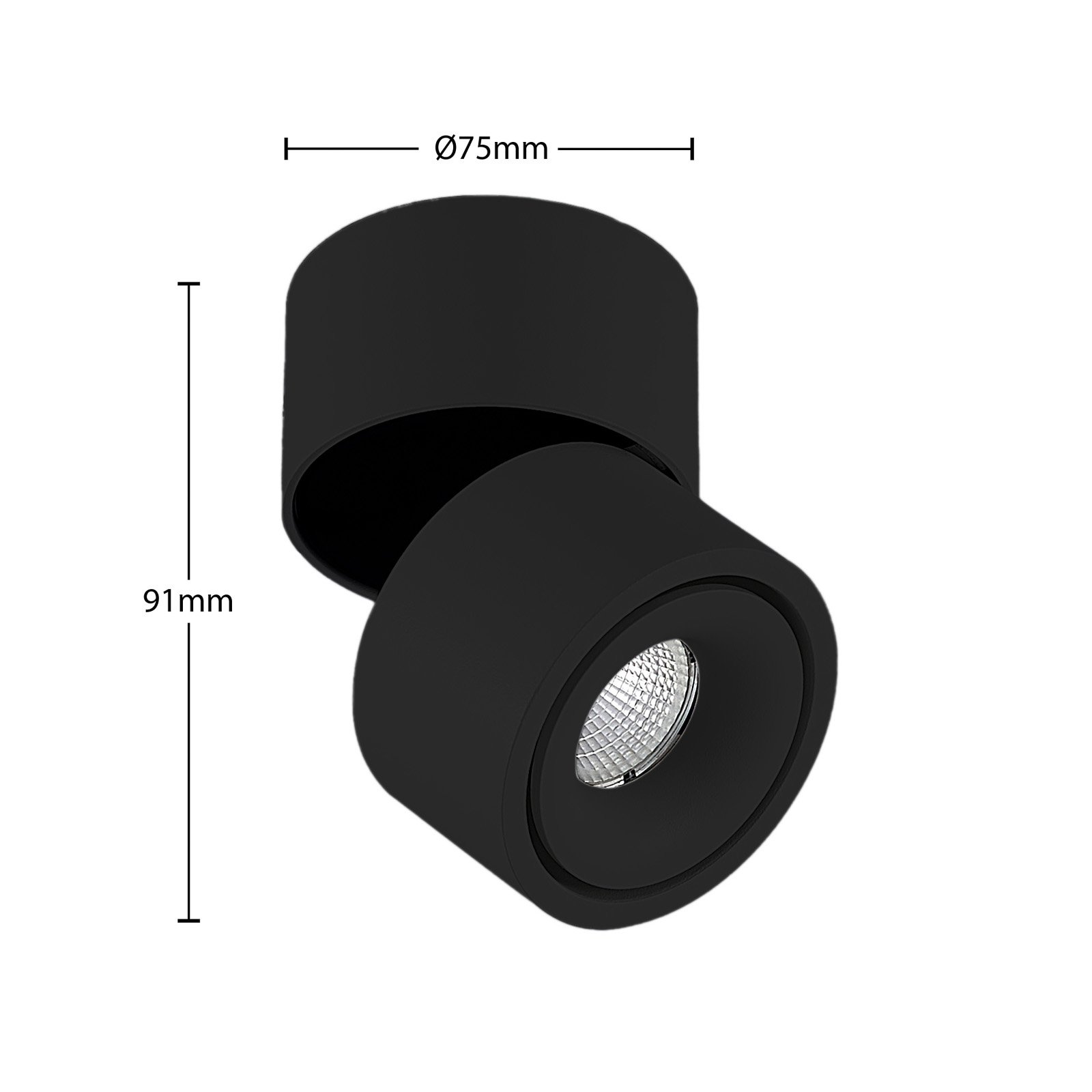 Arcchio LED-Deckenstrahler Rotari, 6,1W, 1-flammig, schwarz