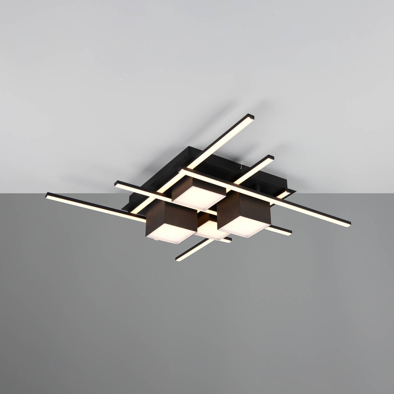 LED-Deckenlampe Roger, schwarz matt, Metall, CCT, Fernbed. günstig online kaufen