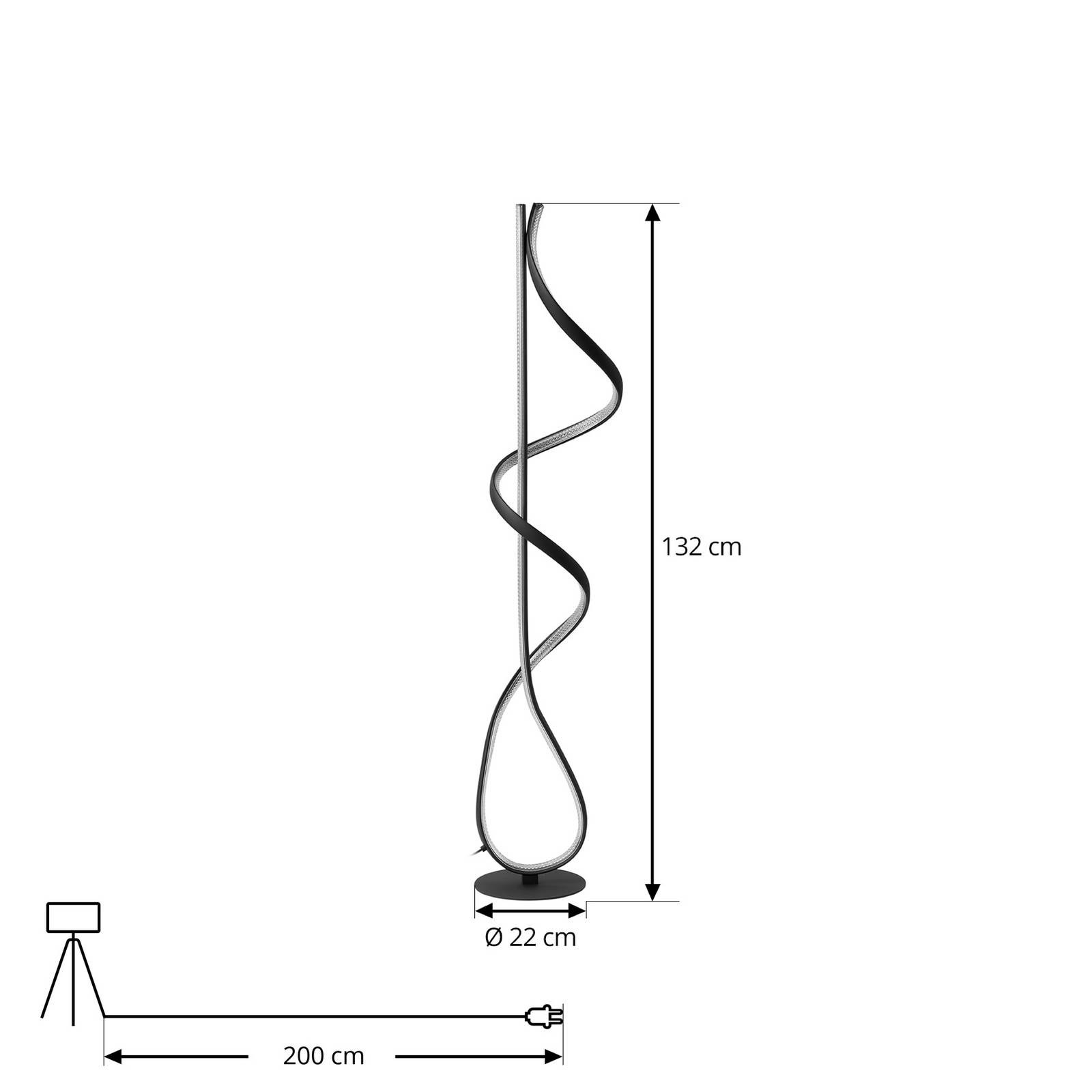 Lampa stojąca LED Rodado Lucande, czarna, 132 cm, aluminium