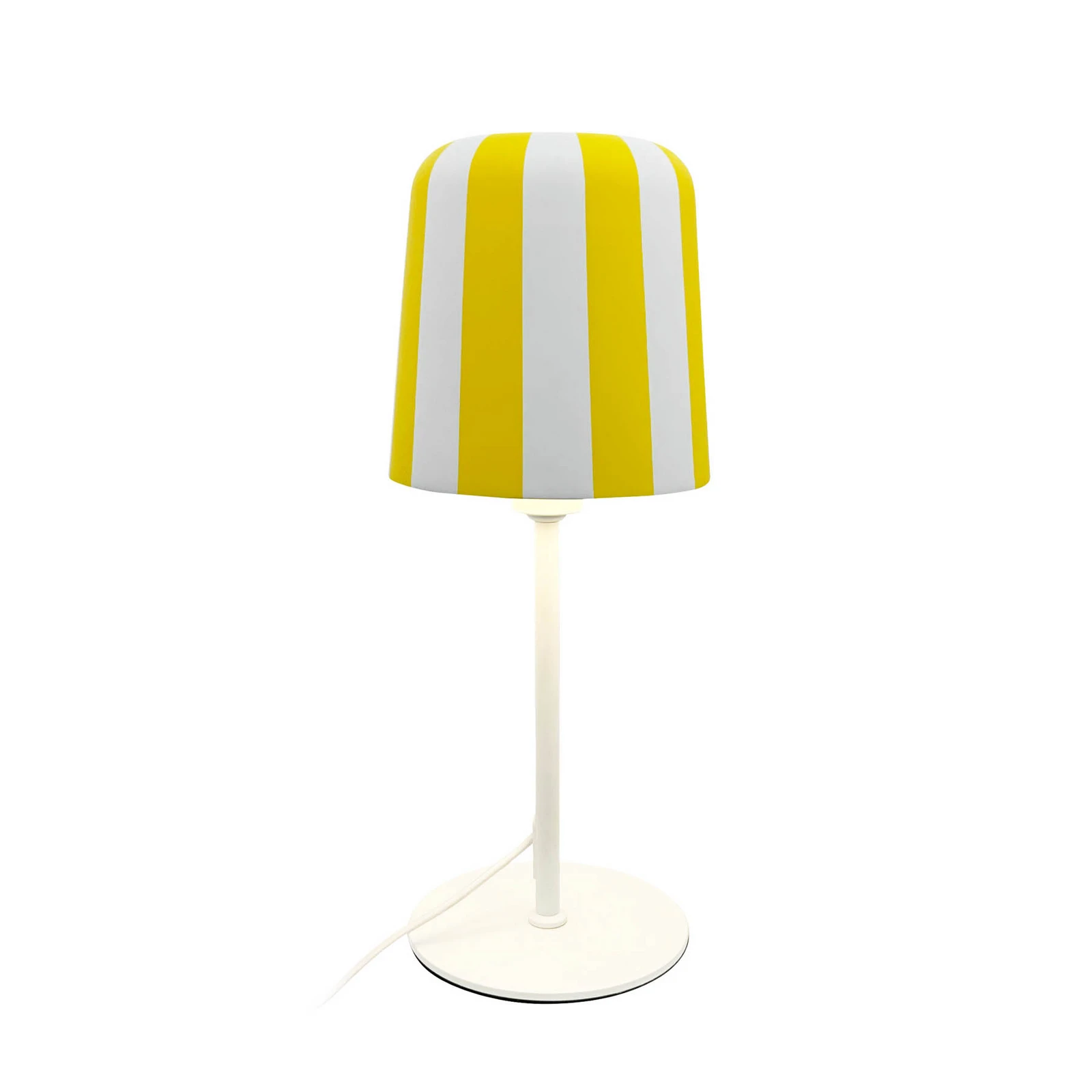 Dyberg Larsen lámpara de mesa Gry, amarillo/blanco, altura 49,5 cm