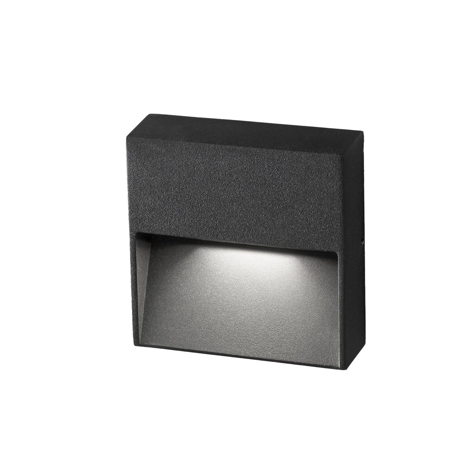 Egger DLS āra sienas lampa Vigo Q melna 11x11 cm alumīnija 3000 K