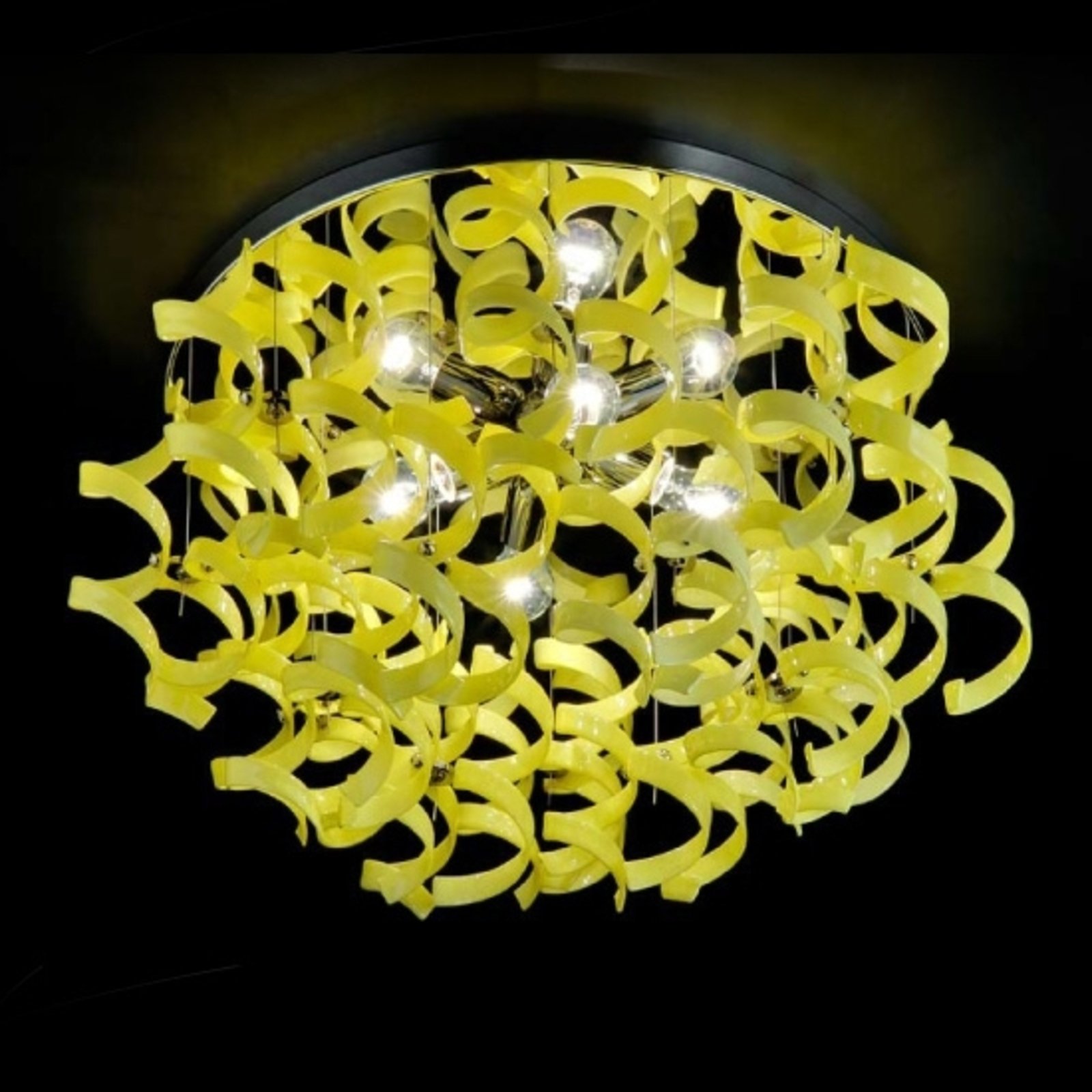 Spindulinis lubų šviestuvas geltonos spalvos 70 cm Ø