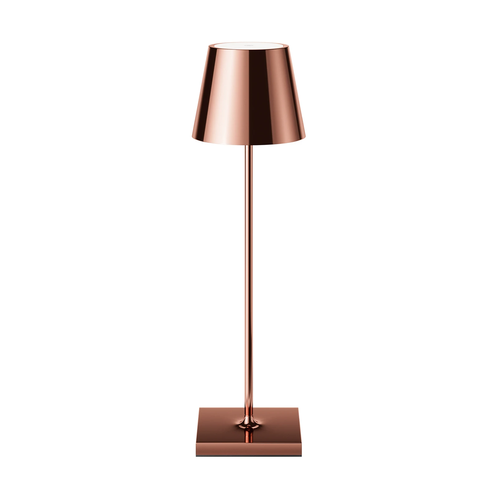 LED-accubatterijlamp Nuindie, USB-C, koper, IP54, dimbaar