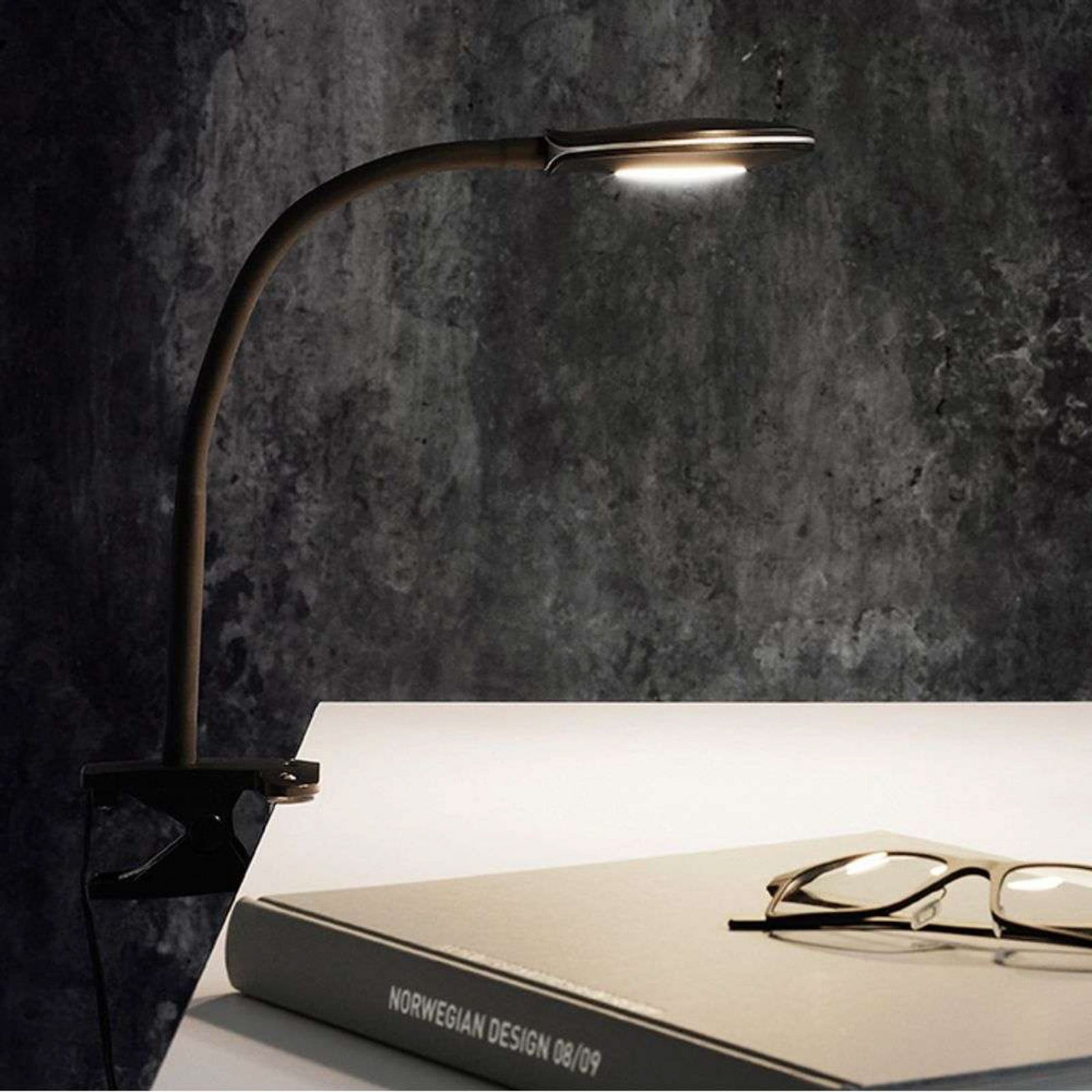 Fix LED Klemmelampe Black Halo Design - Kontor / arbejdsværelse - Plastik billede